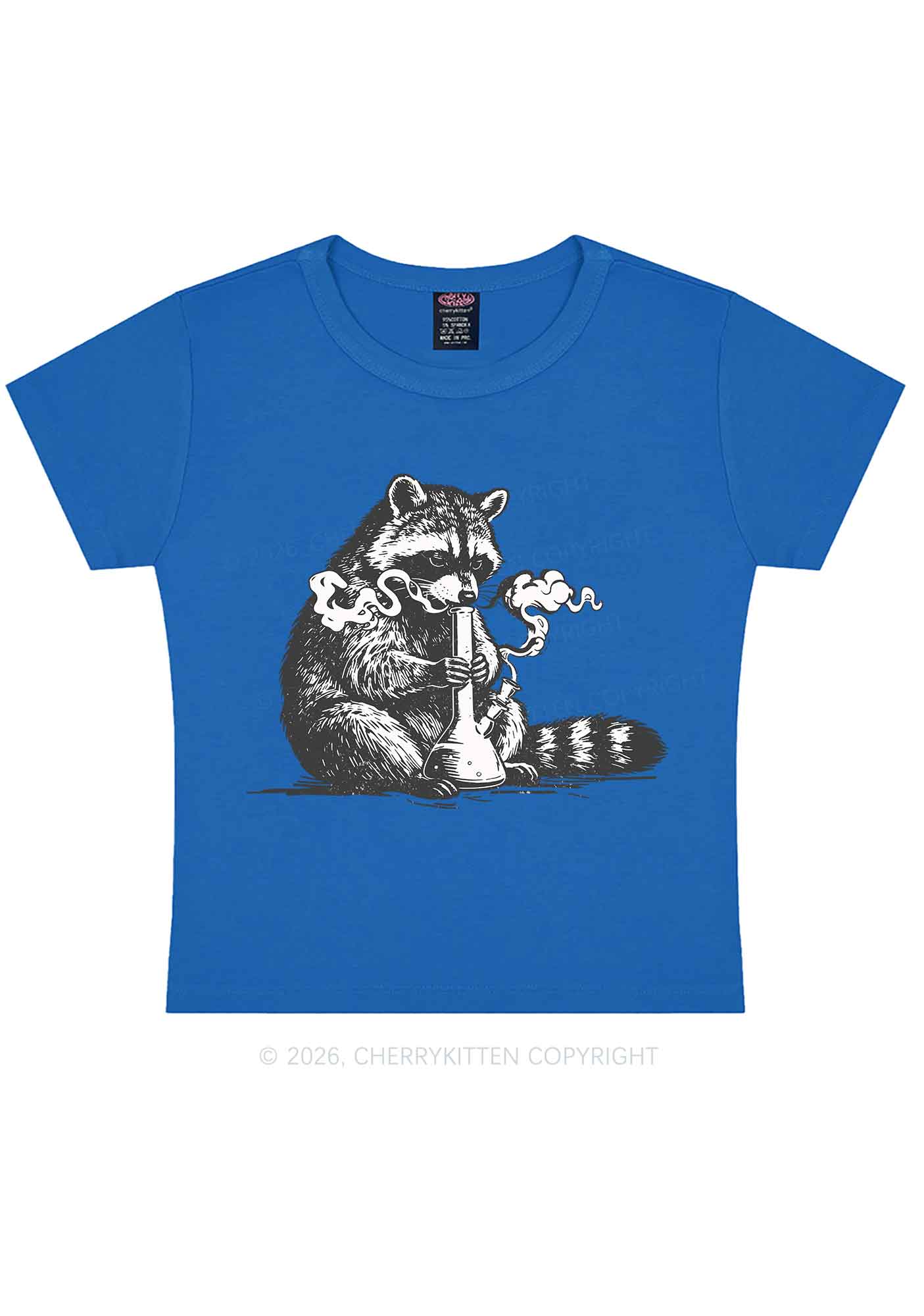 Stoned Raccoon Y2K Baby Tee Cherrykitten - Image 8