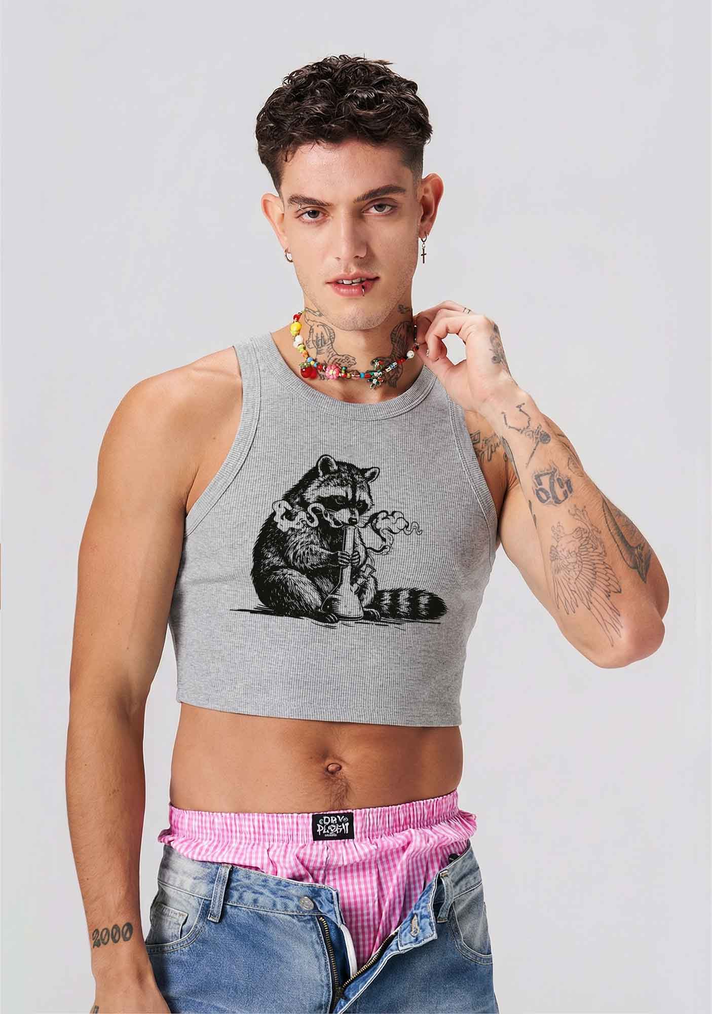 Stoned Raccoon Y2K Crop Tank Top Cherrykitten - Image 2