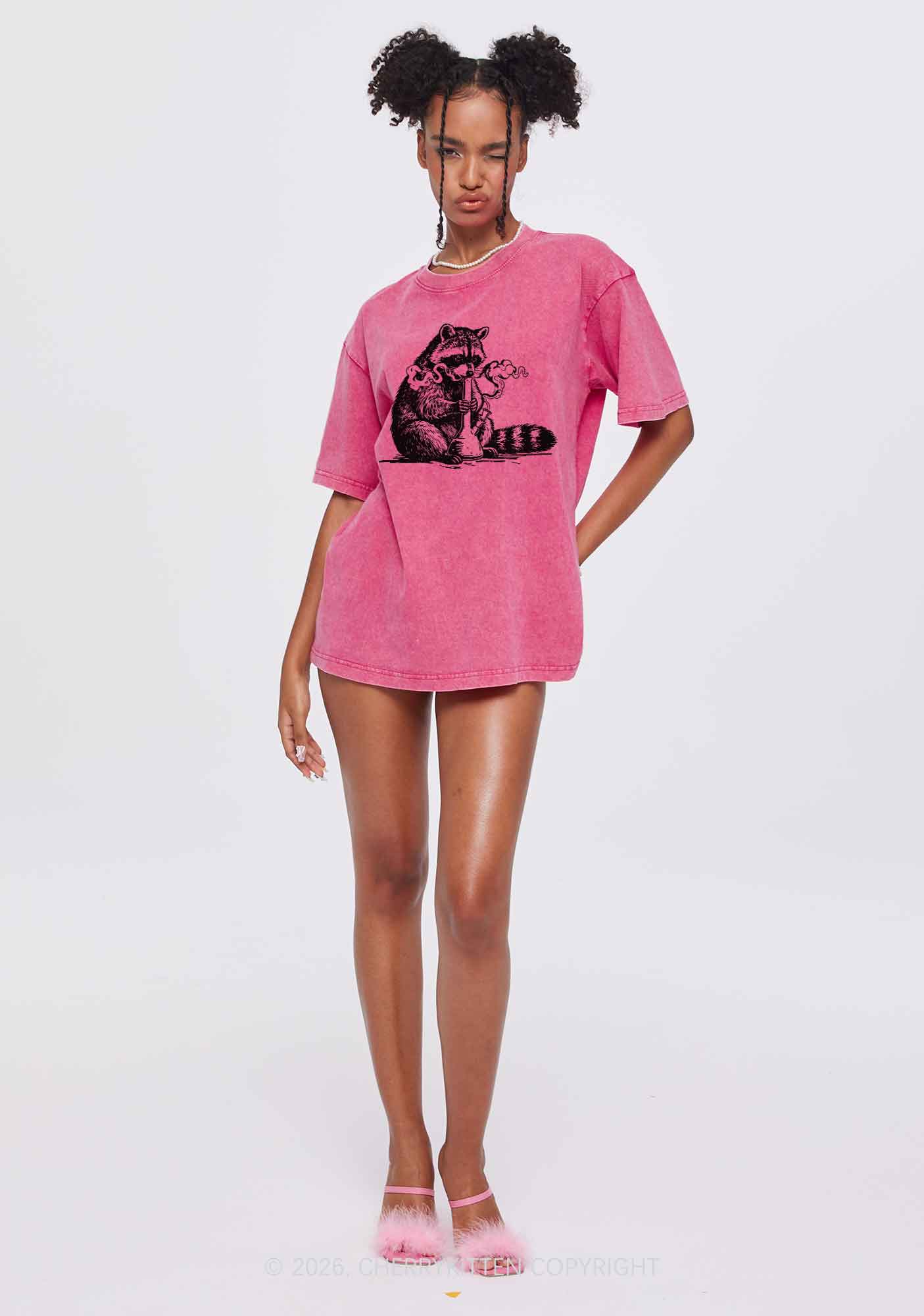 Stoned Raccoon Y2K Shirts Washed Tee Cherrykitten - Image 2