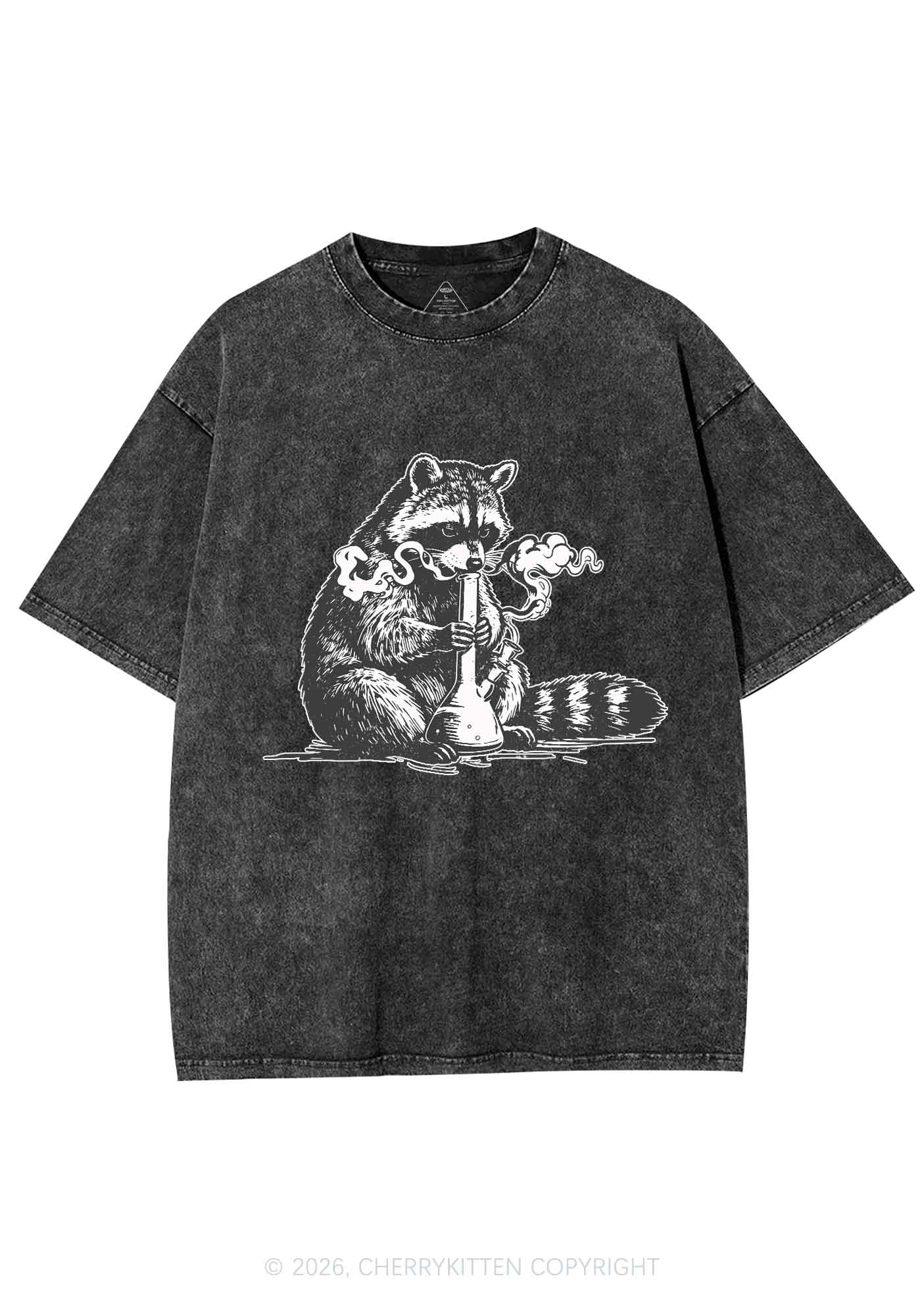 Stoned Raccoon Y2K Shirts Washed Tee Cherrykitten - Image 3