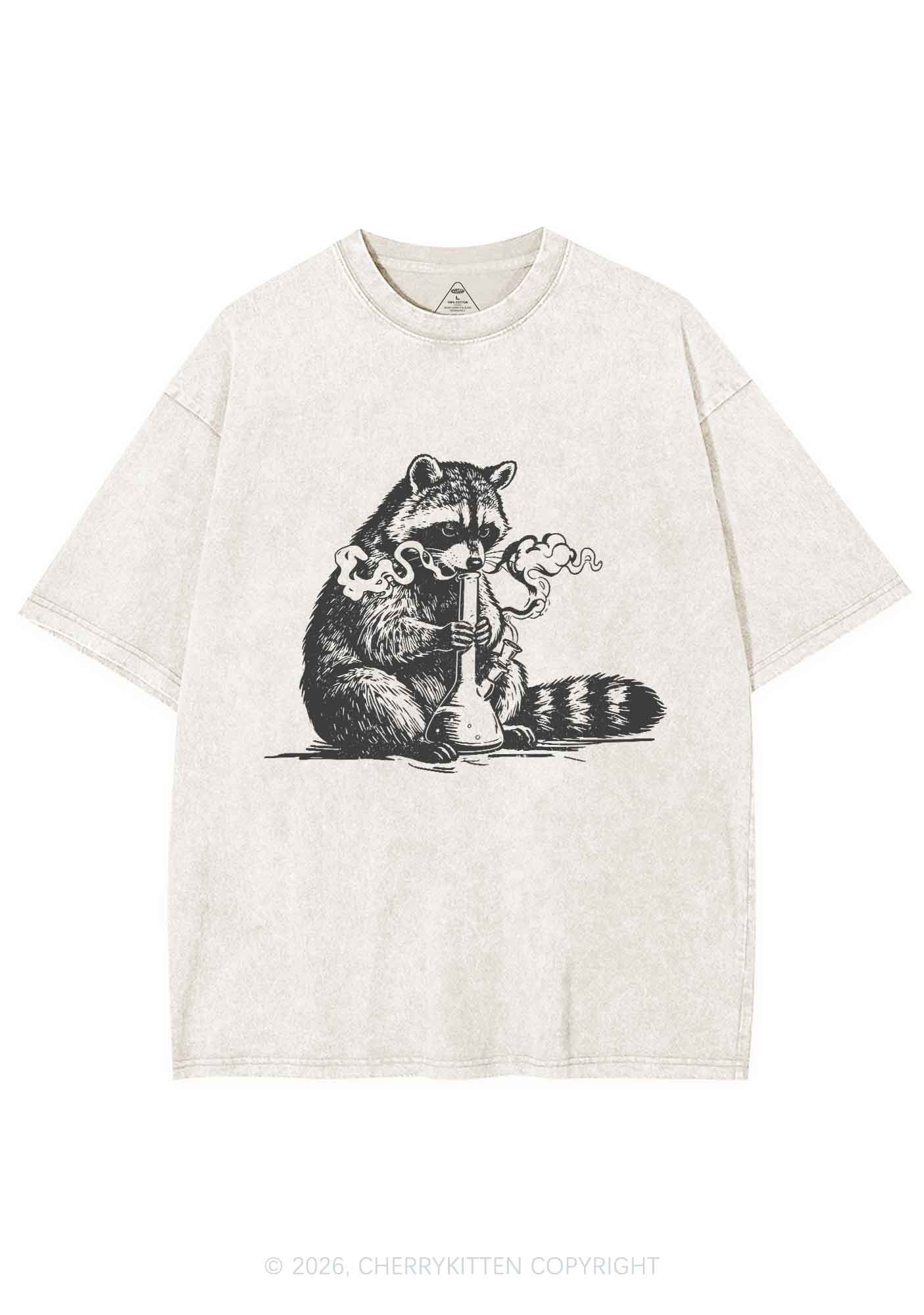Stoned Raccoon Y2K Shirts Washed Tee Cherrykitten - Image 4