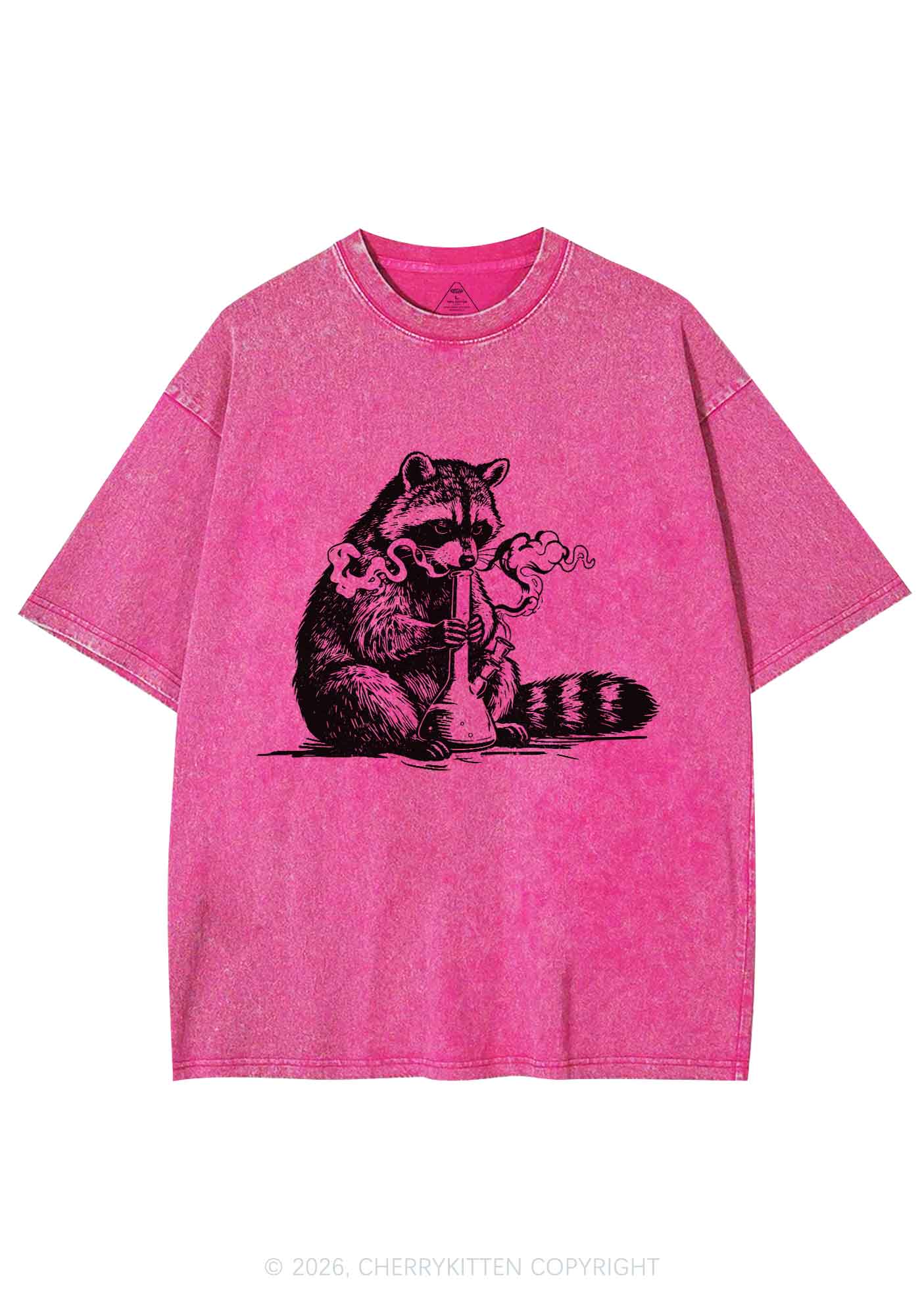 Stoned Raccoon Y2K Shirts Washed Tee Cherrykitten - Image 5
