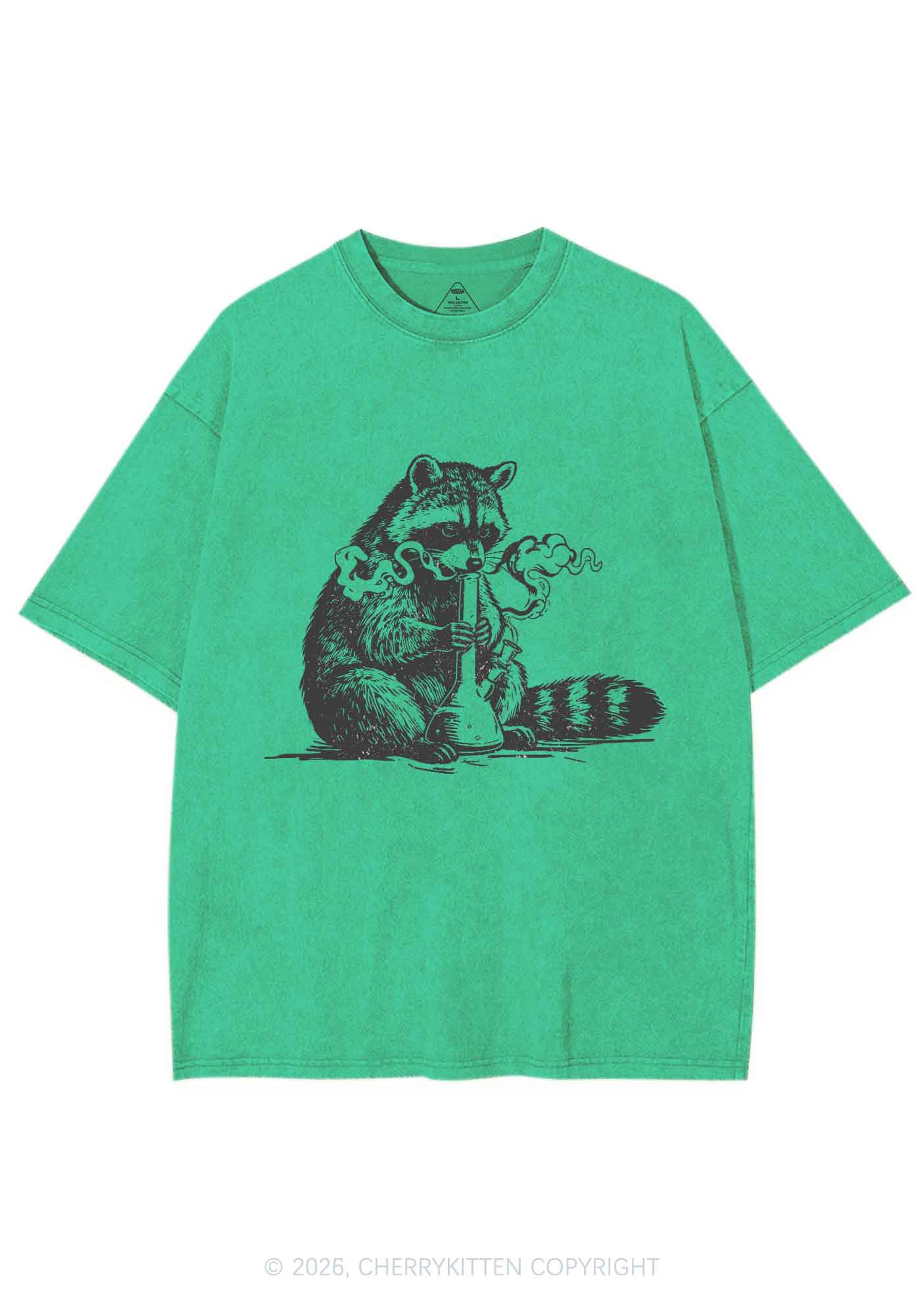 Stoned Raccoon Y2K Shirts Washed Tee Cherrykitten - Image 6