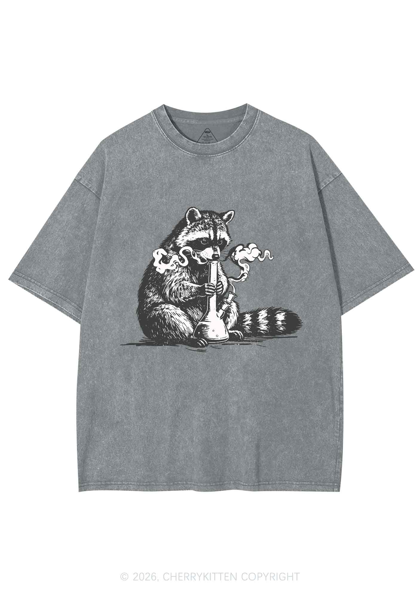 Stoned Raccoon Y2K Shirts Washed Tee Cherrykitten - Image 8