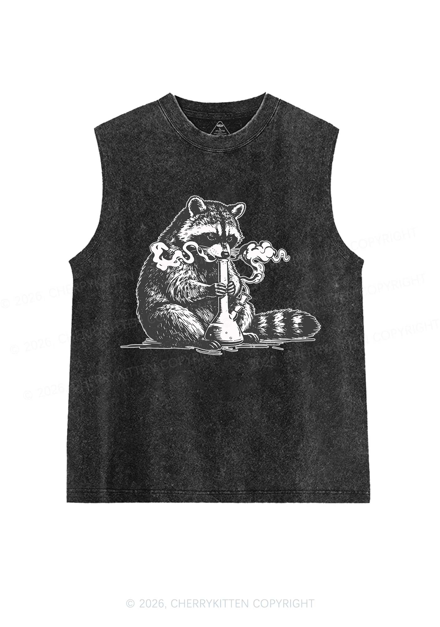 Stoned Raccoon Y2K Washed Muscle Tank Cherrykitten - Image 3