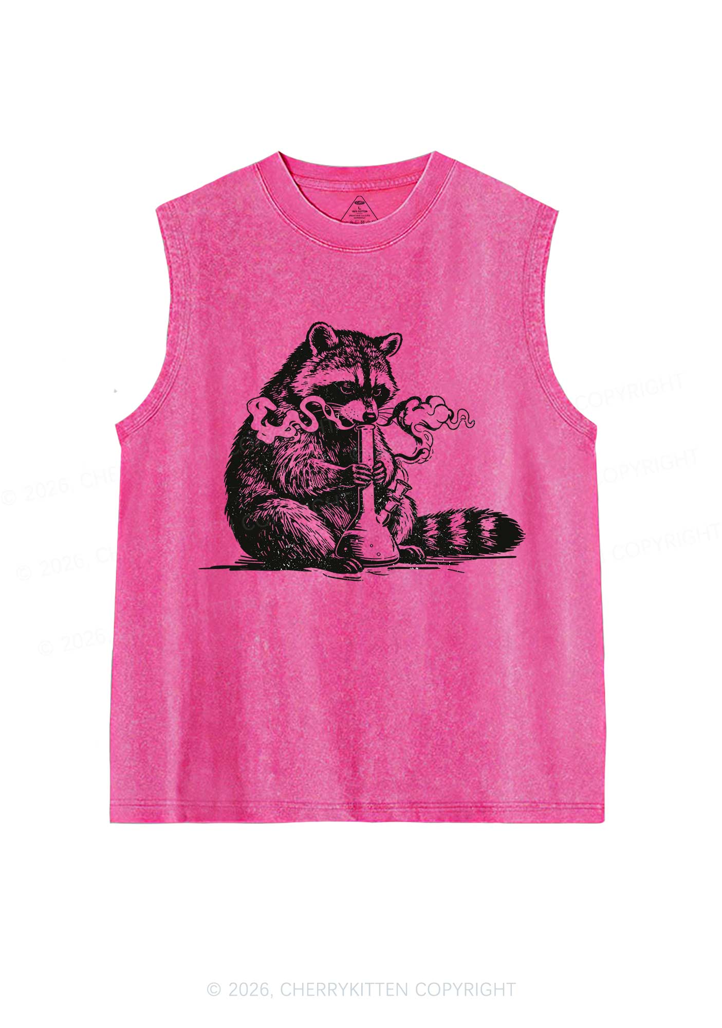 Stoned Raccoon Y2K Washed Muscle Tank Cherrykitten - Image 5