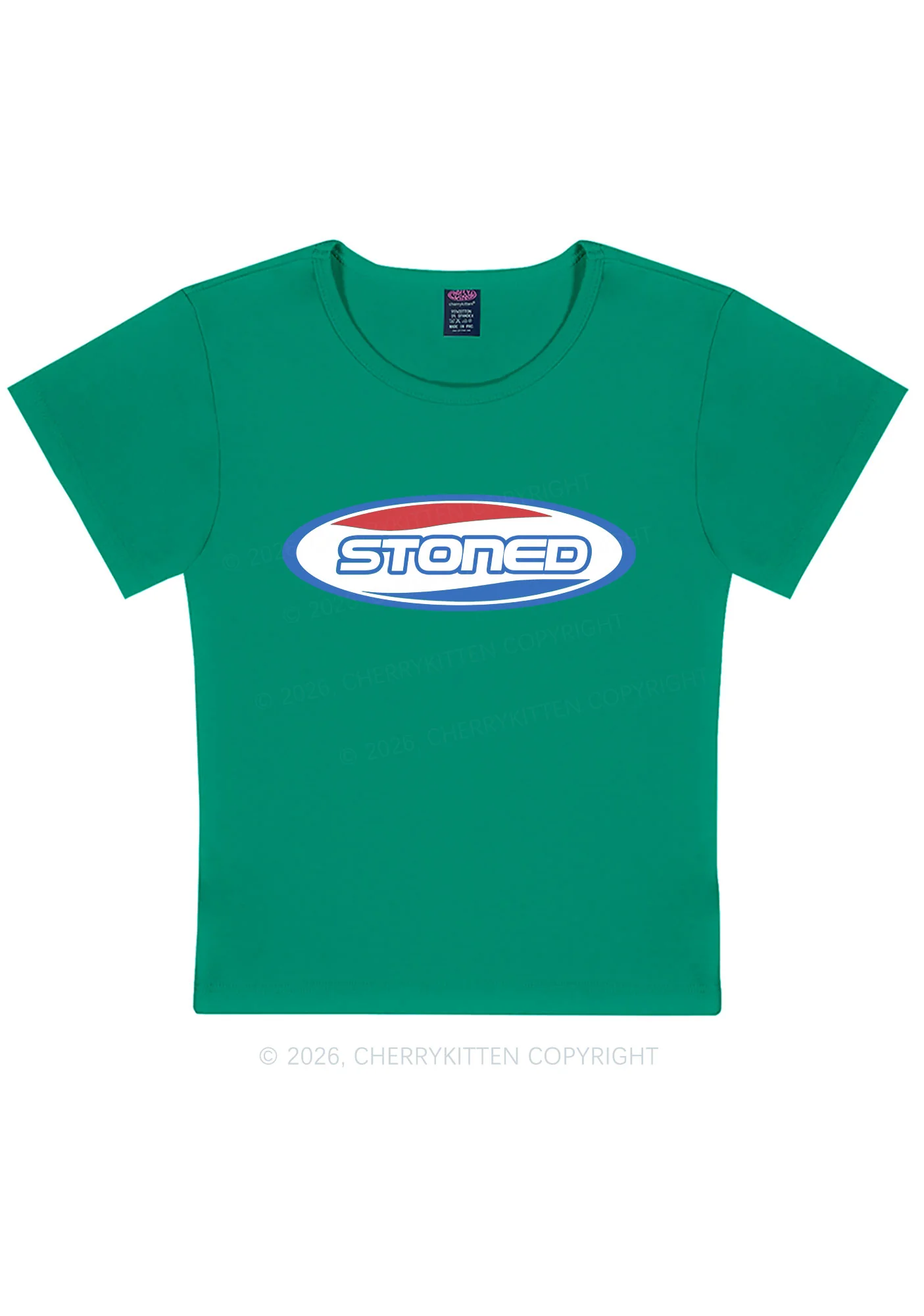 Stoned Slogan Y2K Baby Tee Cherrykitten - Image 10
