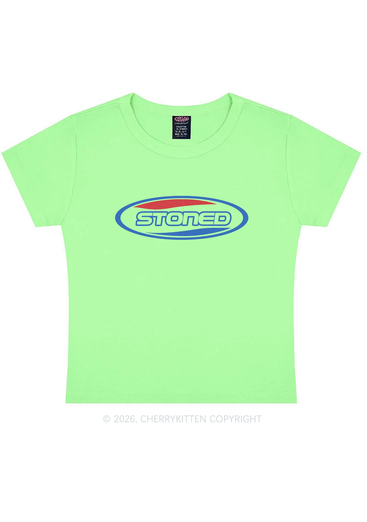 Stoned Slogan Y2K Baby Tee Cherrykitten - Image 12