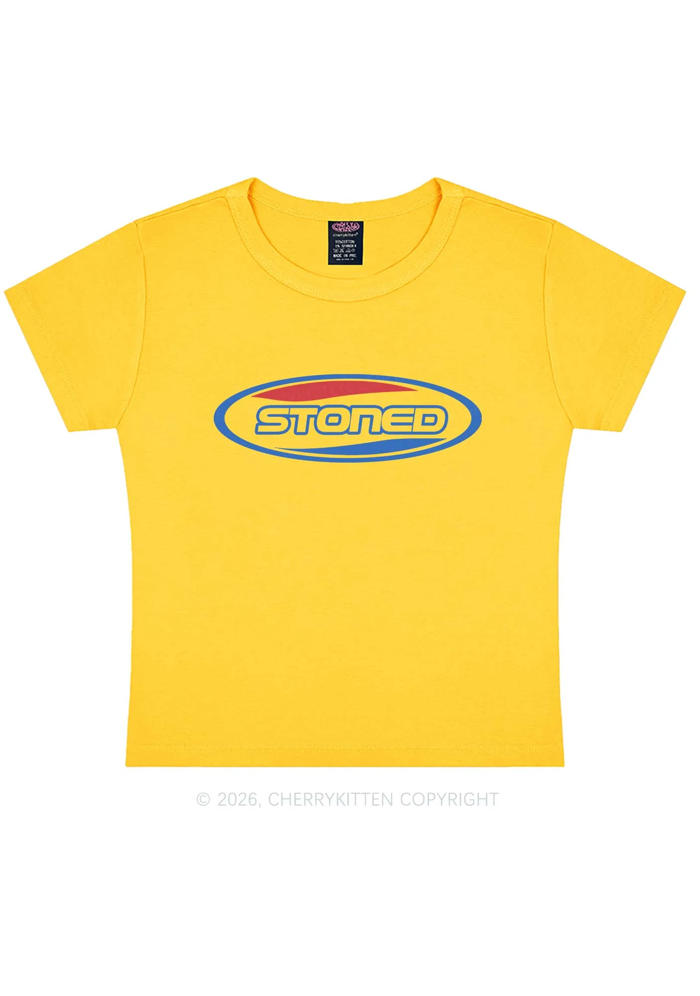 Stoned Slogan Y2K Baby Tee Cherrykitten - Image 4