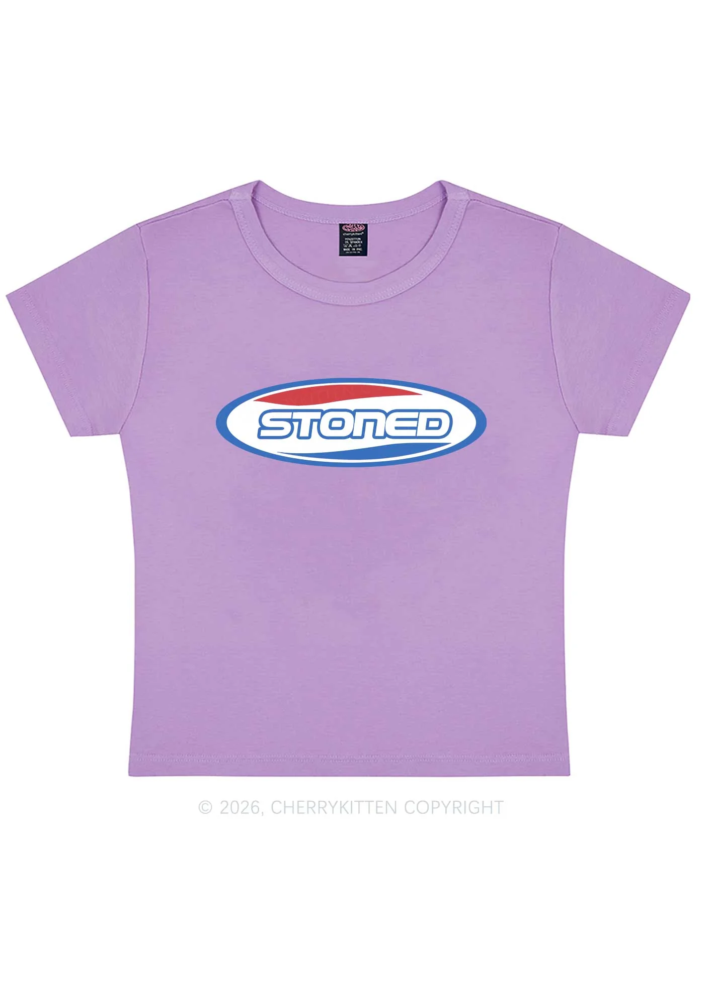 Stoned Slogan Y2K Baby Tee Cherrykitten - Image 5