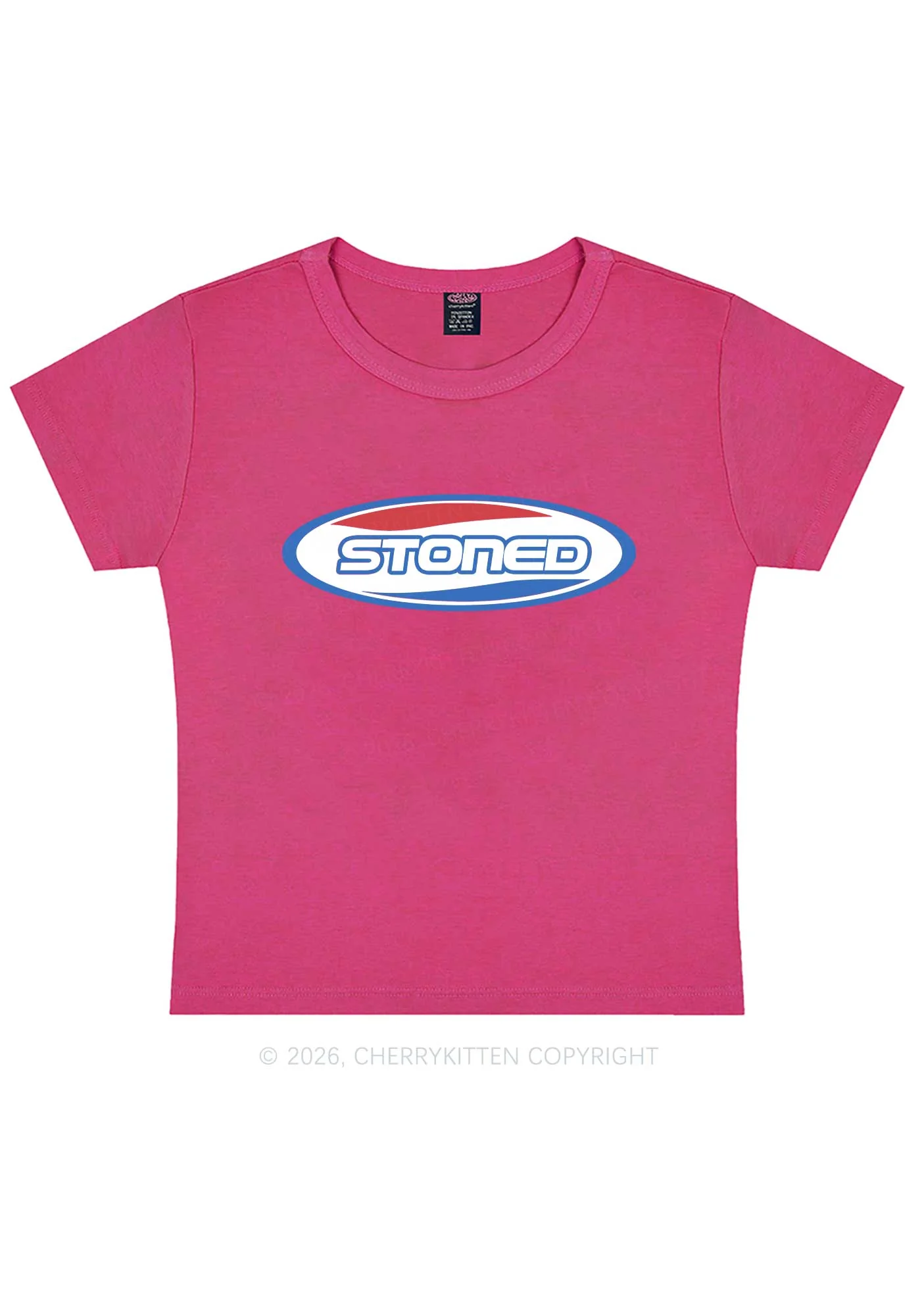 Stoned Slogan Y2K Baby Tee Cherrykitten - Image 6