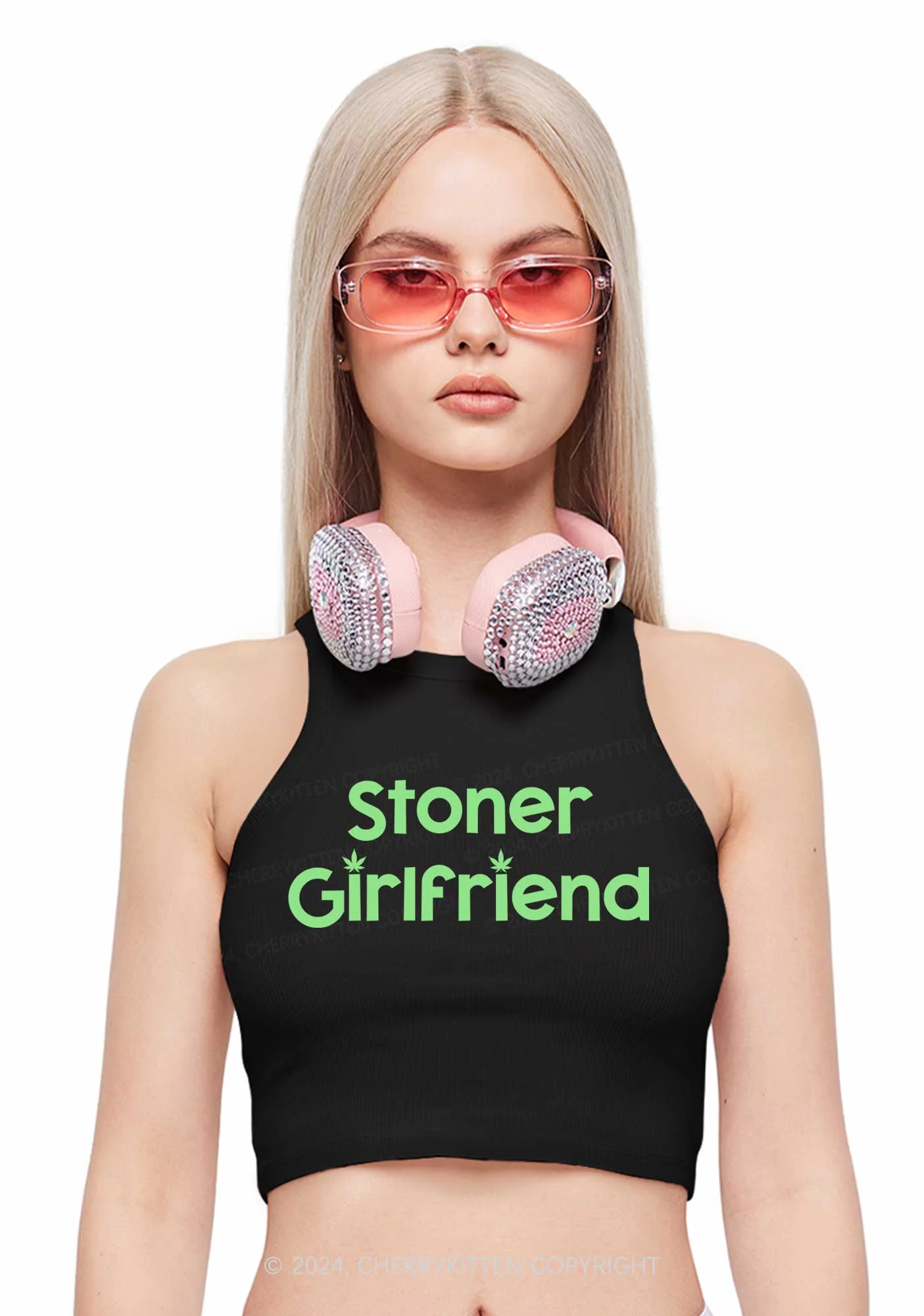 Stoner Girlfriend Y2K Crop Tank Top Cherrykitten - Image 2
