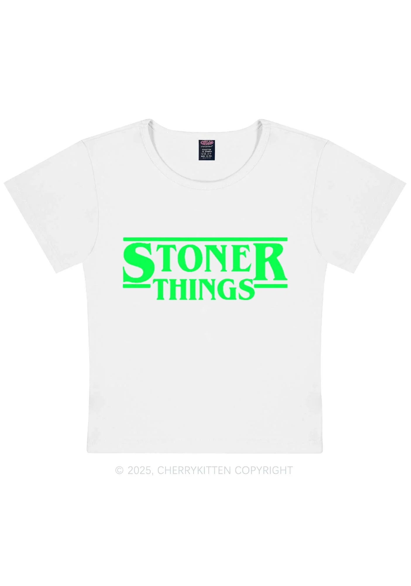 Stoner Things Y2K Baby Tee Cherrykitten - Image 3