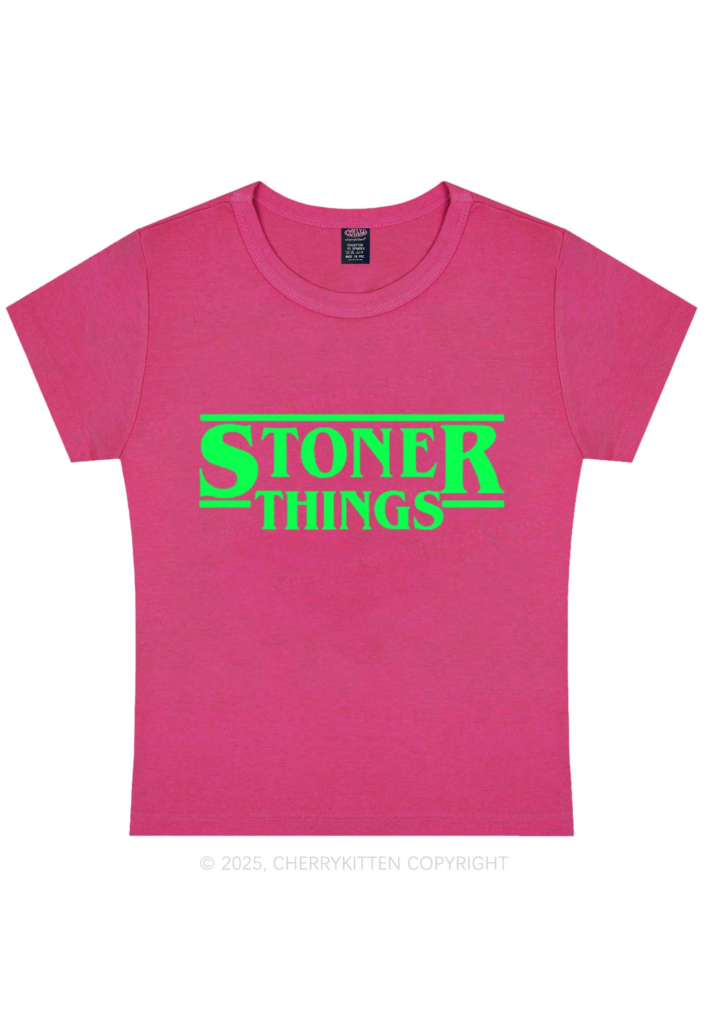 Stoner Things Y2K Baby Tee Cherrykitten - Image 4