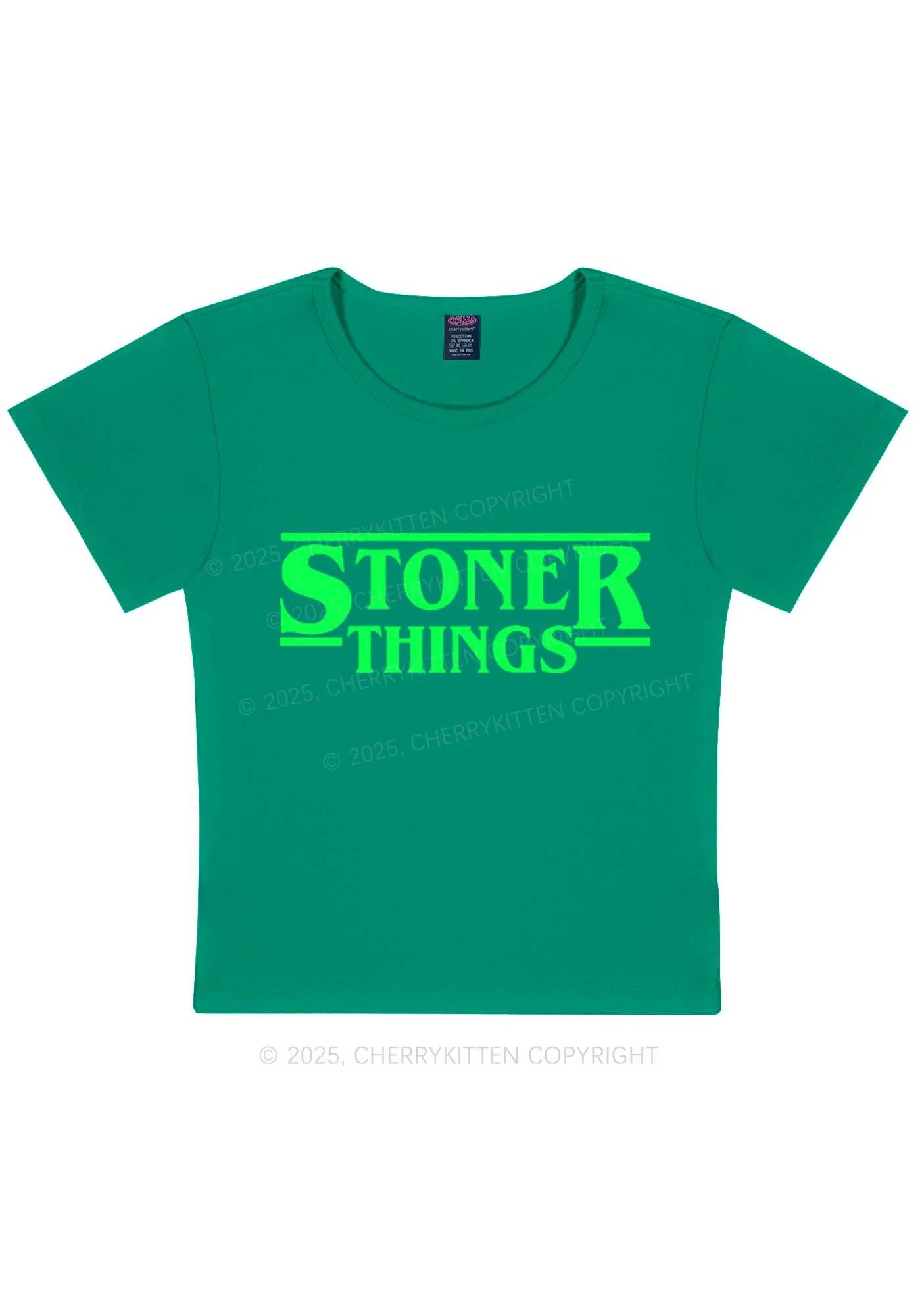 Stoner Things Y2K Baby Tee Cherrykitten - Image 9