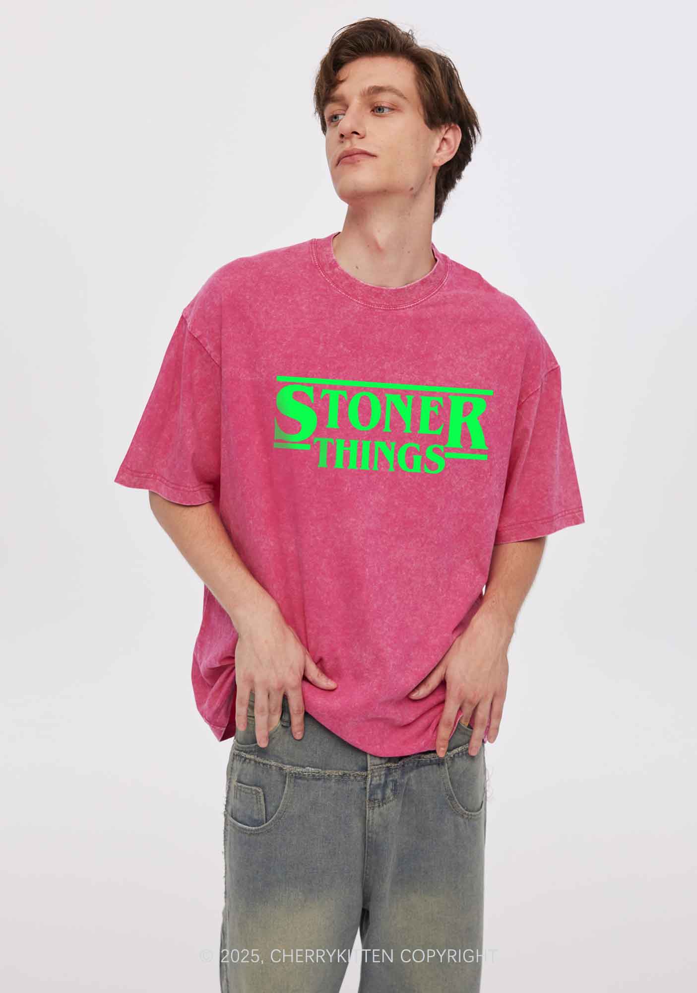 Stoner Things Y2K Shirts Washed Tee Cherrykitten - Image 2