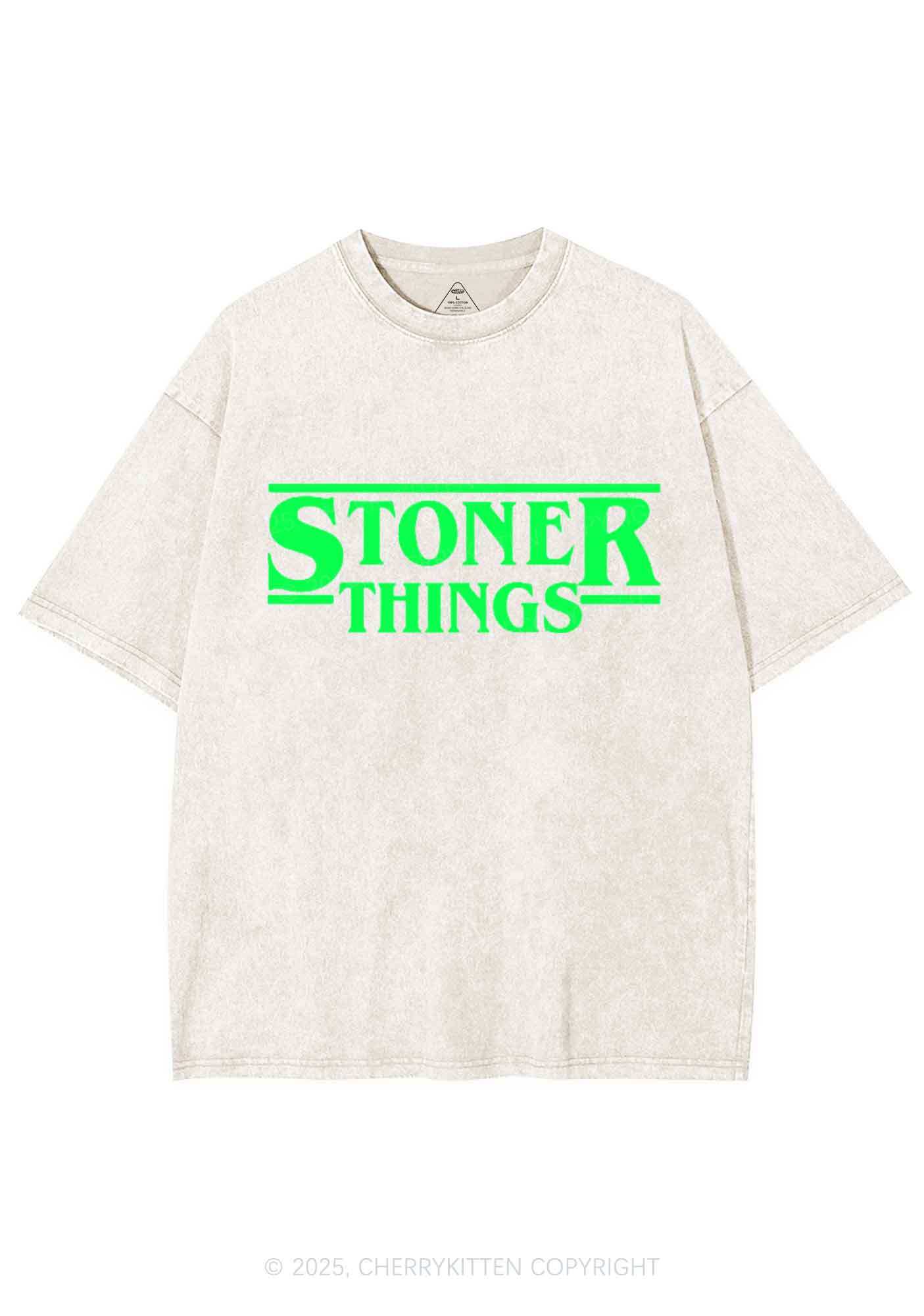 Stoner Things Y2K Shirts Washed Tee Cherrykitten - Image 3