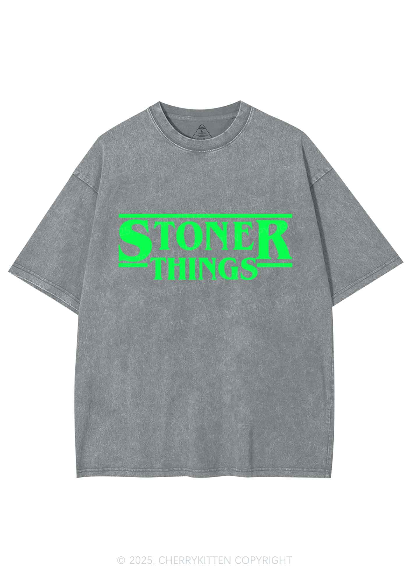 Stoner Things Y2K Shirts Washed Tee Cherrykitten - Image 6