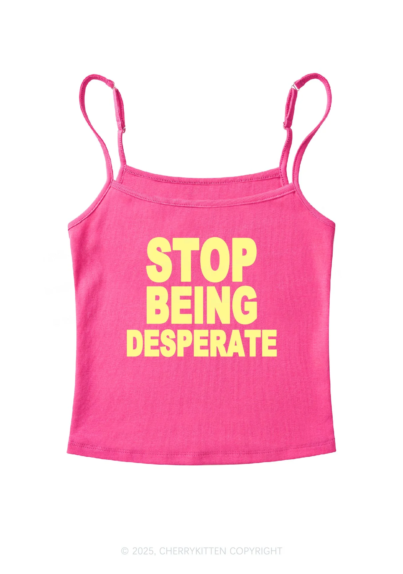 Stop Being Desperate Y2K Spaghetti Strap Cami Cherrykitten - Image 4