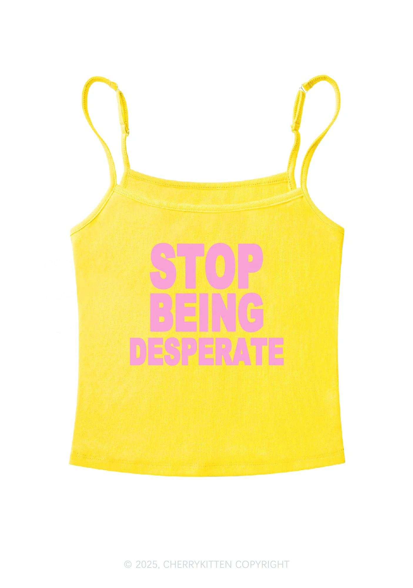Stop Being Desperate Y2K Spaghetti Strap Cami Cherrykitten - Image 5