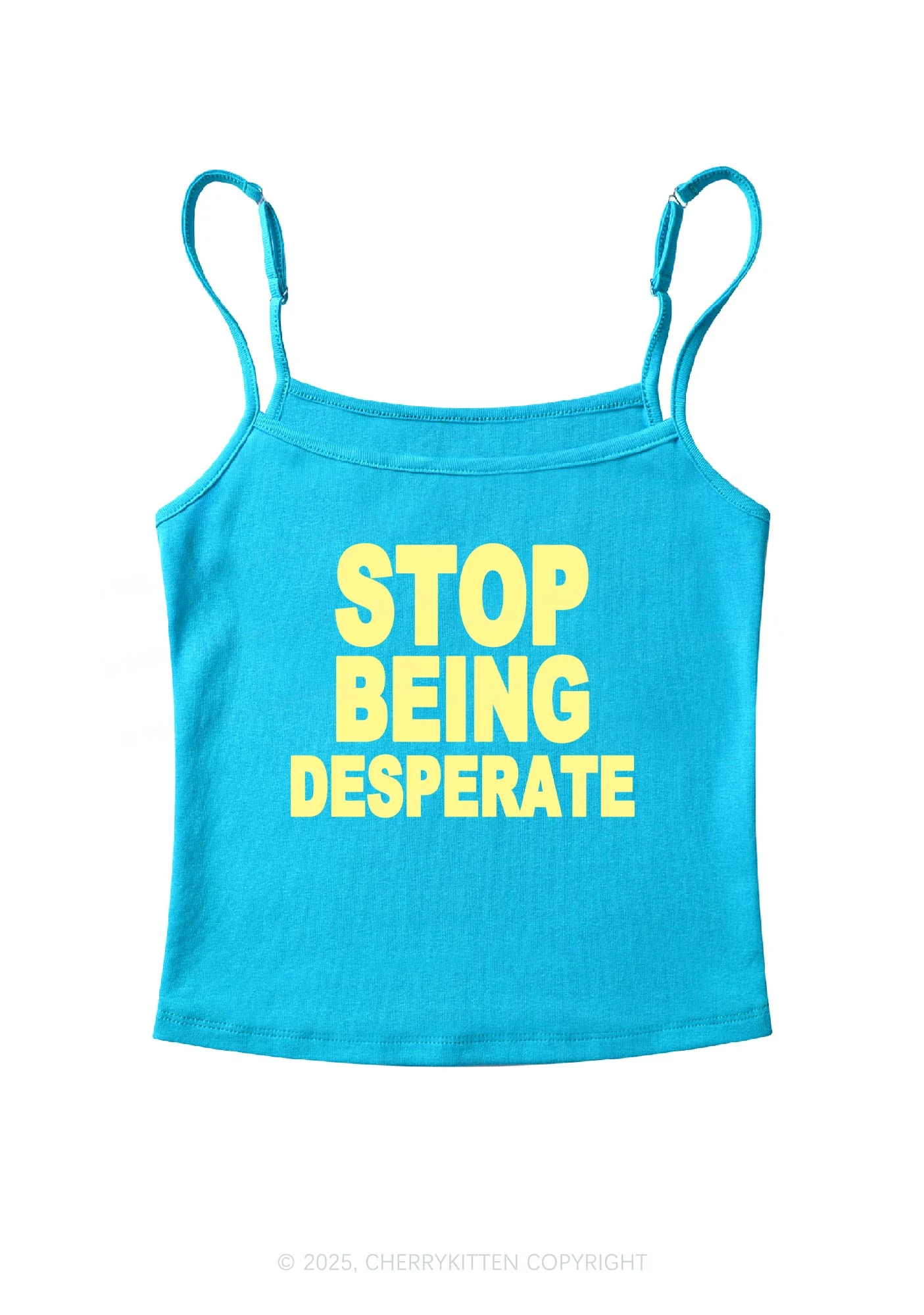 Stop Being Desperate Y2K Spaghetti Strap Cami Cherrykitten - Image 7