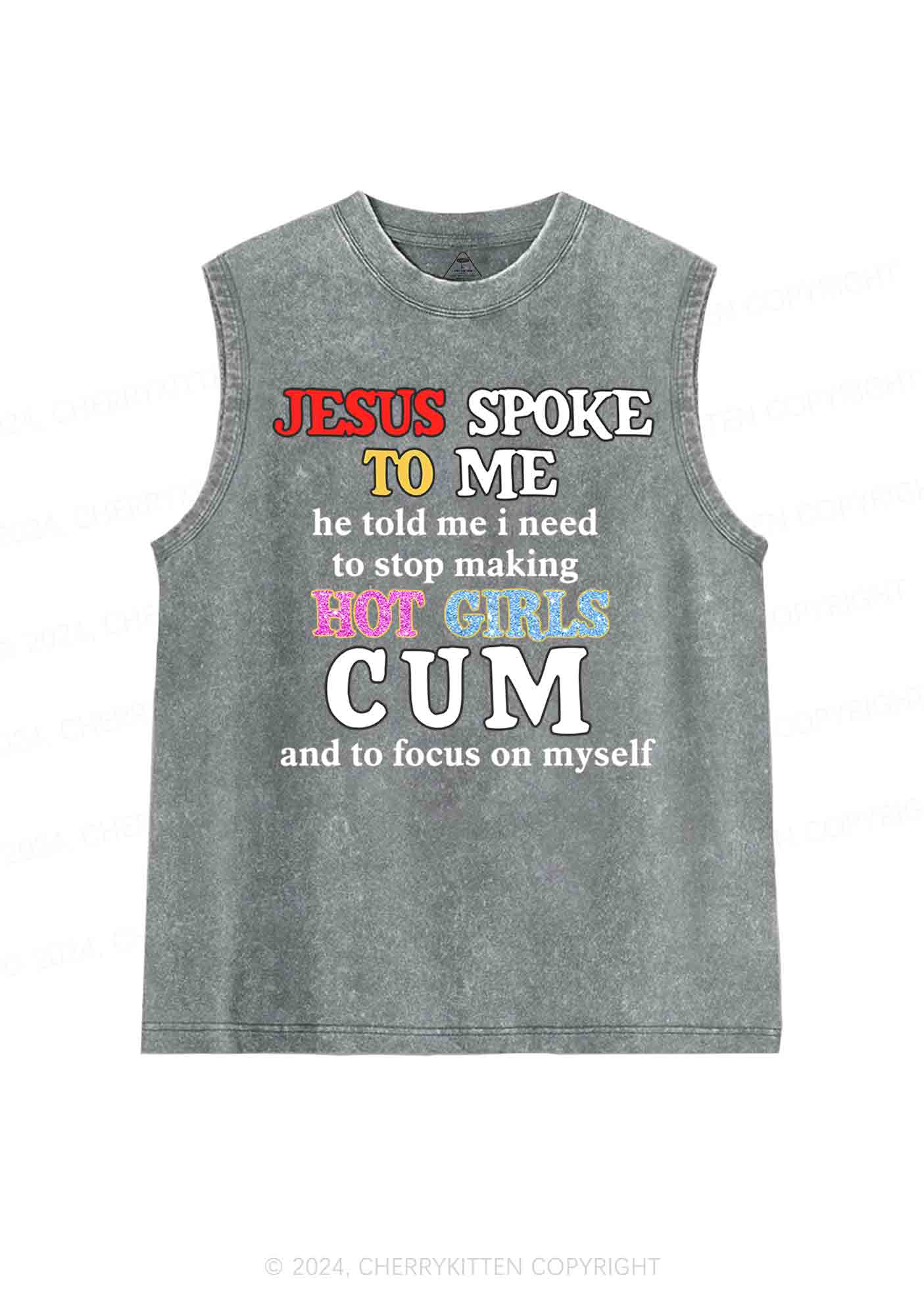 Stop Making Hot Girls Cum Y2K Washed Tank Cherrykitten - Image 5