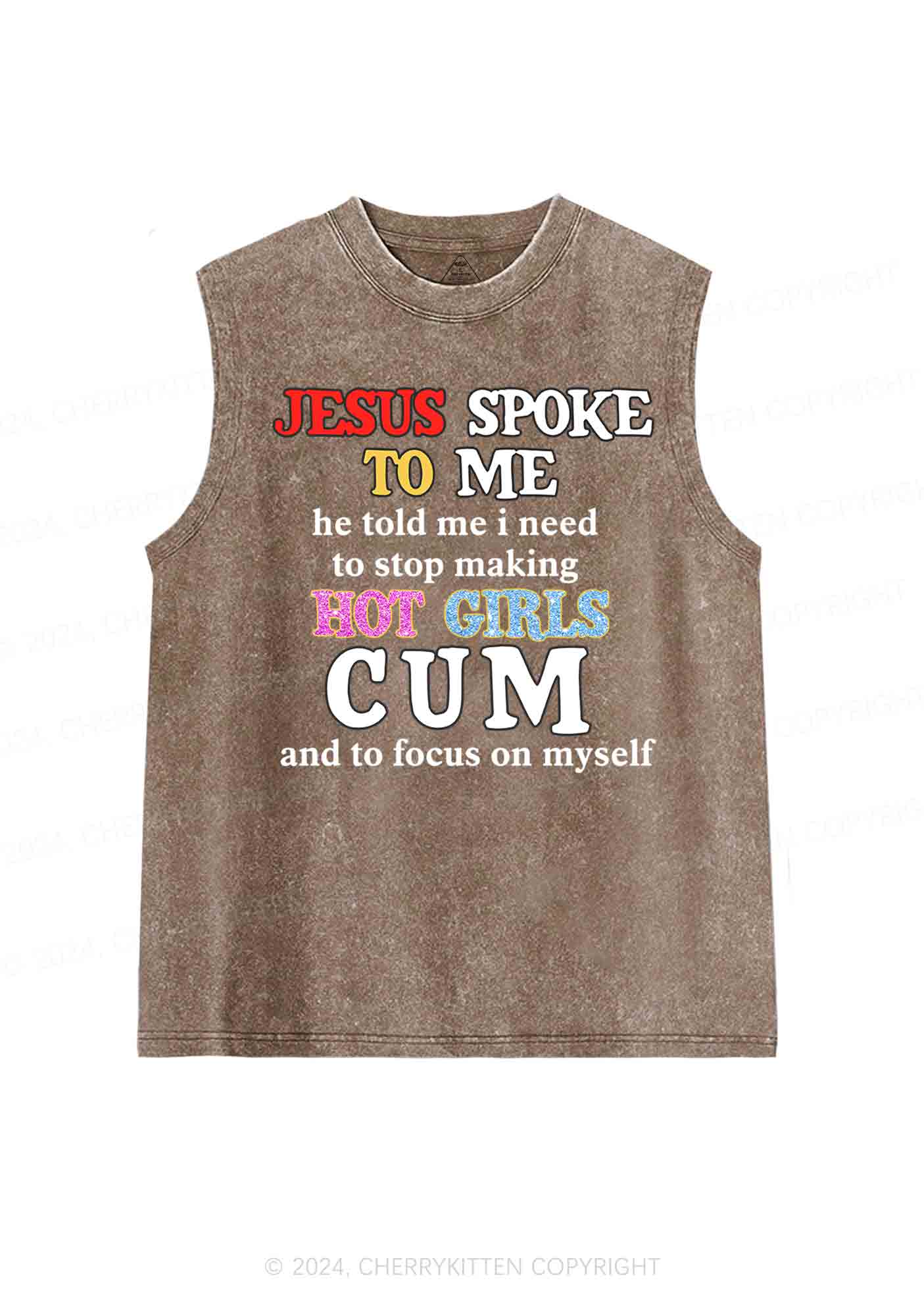 Stop Making Hot Girls Cum Y2K Washed Tank Cherrykitten - Image 6