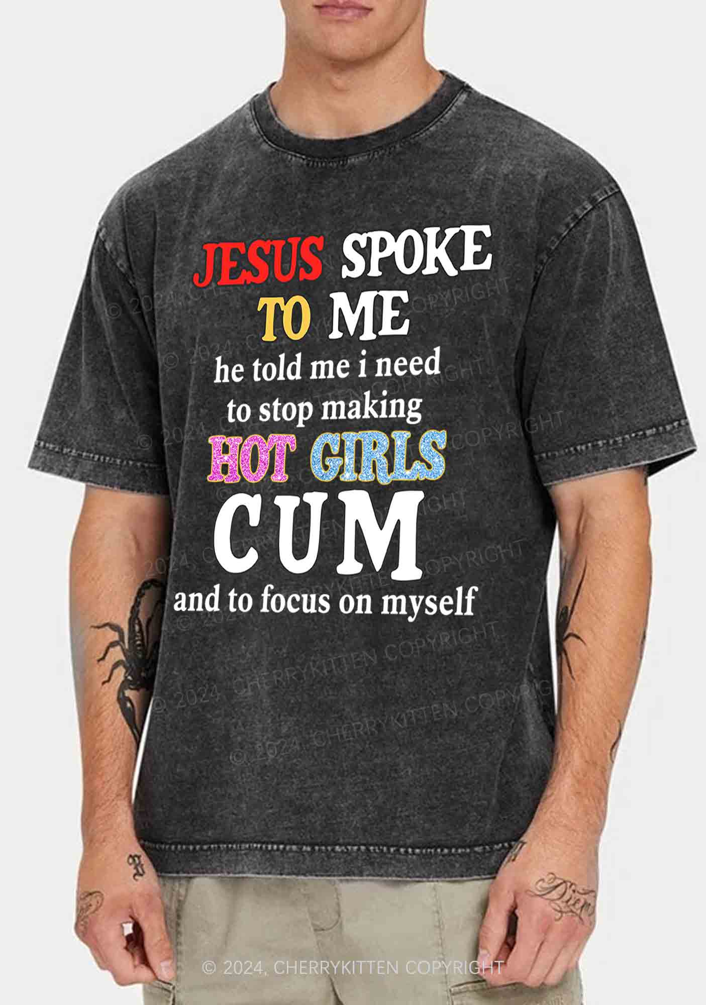 Stop Making Hot Girls Cum Y2K Washed Tee Cherrykitten - Image 2