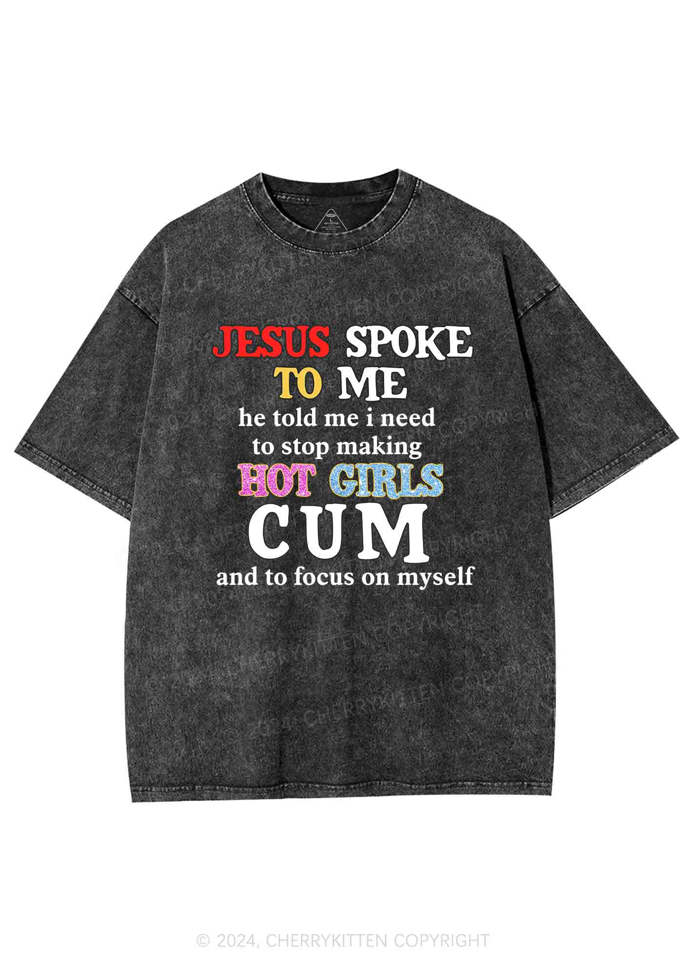 Stop Making Hot Girls Cum Y2K Washed Tee Cherrykitten - Image 3