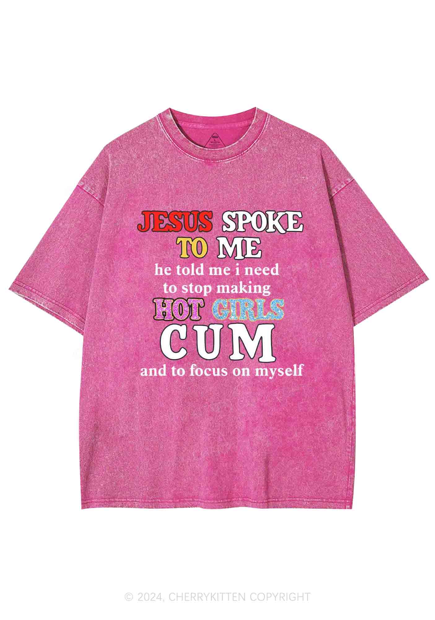 Stop Making Hot Girls Cum Y2K Washed Tee Cherrykitten - Image 4