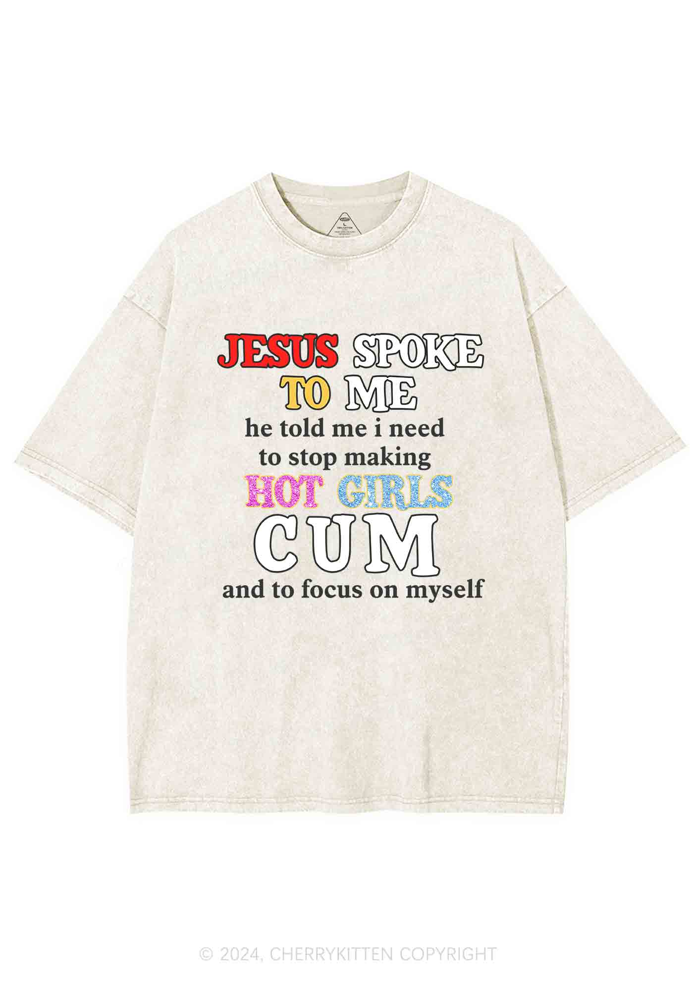 Stop Making Hot Girls Cum Y2K Washed Tee Cherrykitten - Image 5