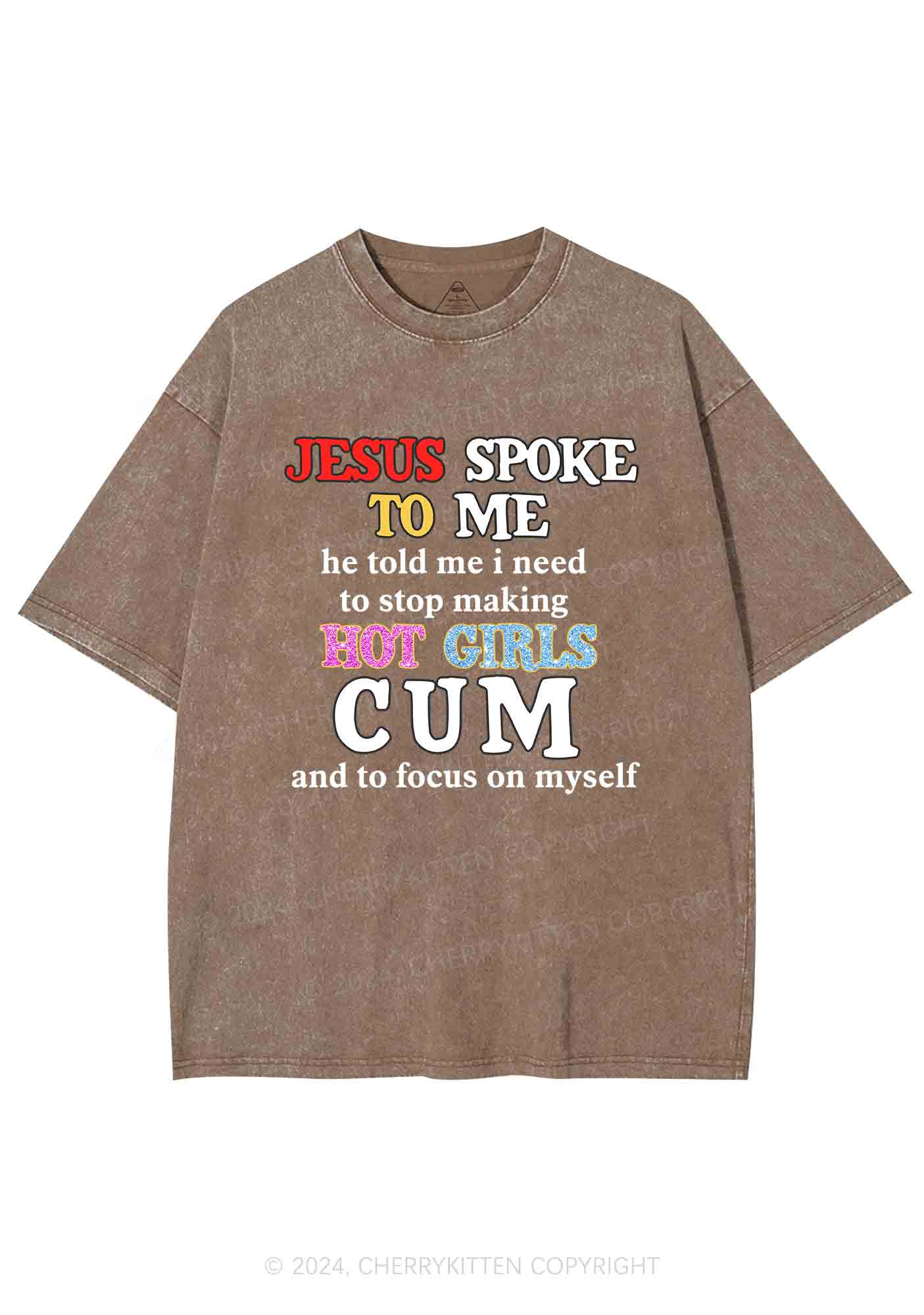 Stop Making Hot Girls Cum Y2K Washed Tee Cherrykitten - Image 6