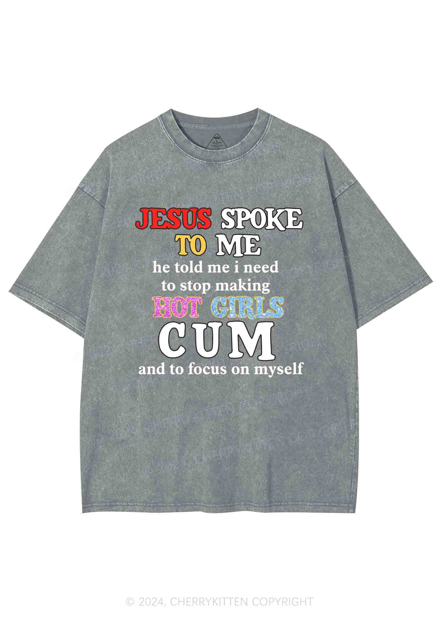 Stop Making Hot Girls Cum Y2K Washed Tee Cherrykitten - Image 7