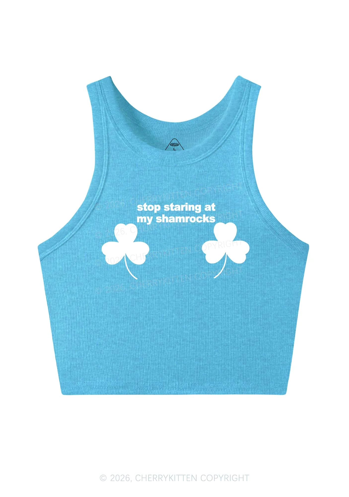 Stop Staring At My Shamrocks St Patricks Y2K Crop Tank Top Cherrykitten - Image 6