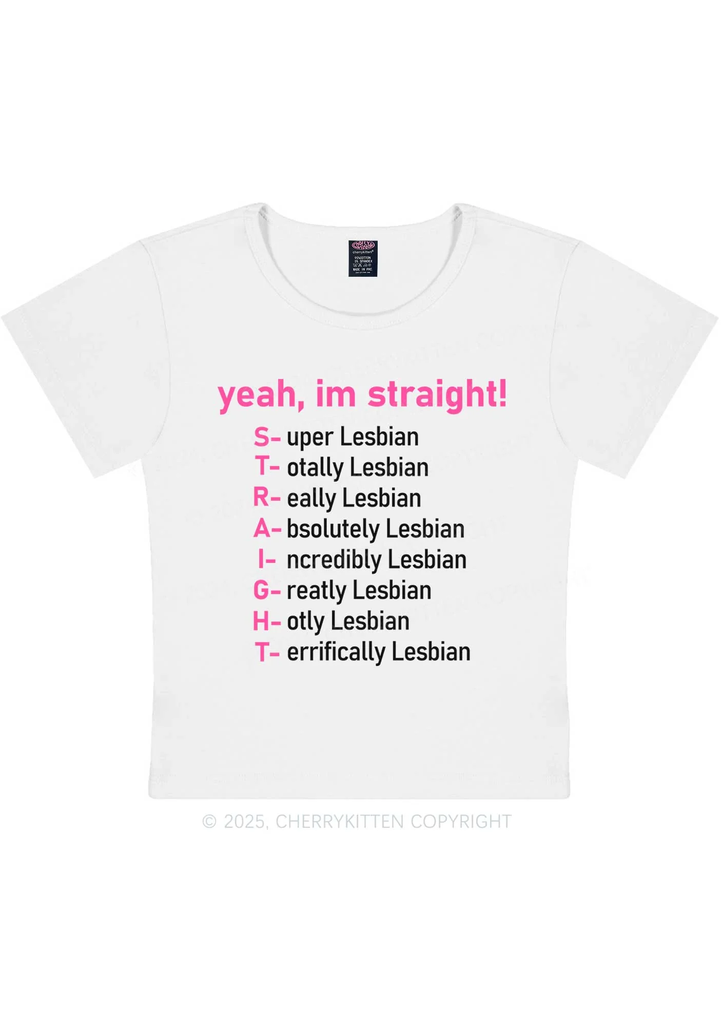Straight Lesbian Y2K Baby Tee Cherrykitten - Image 3