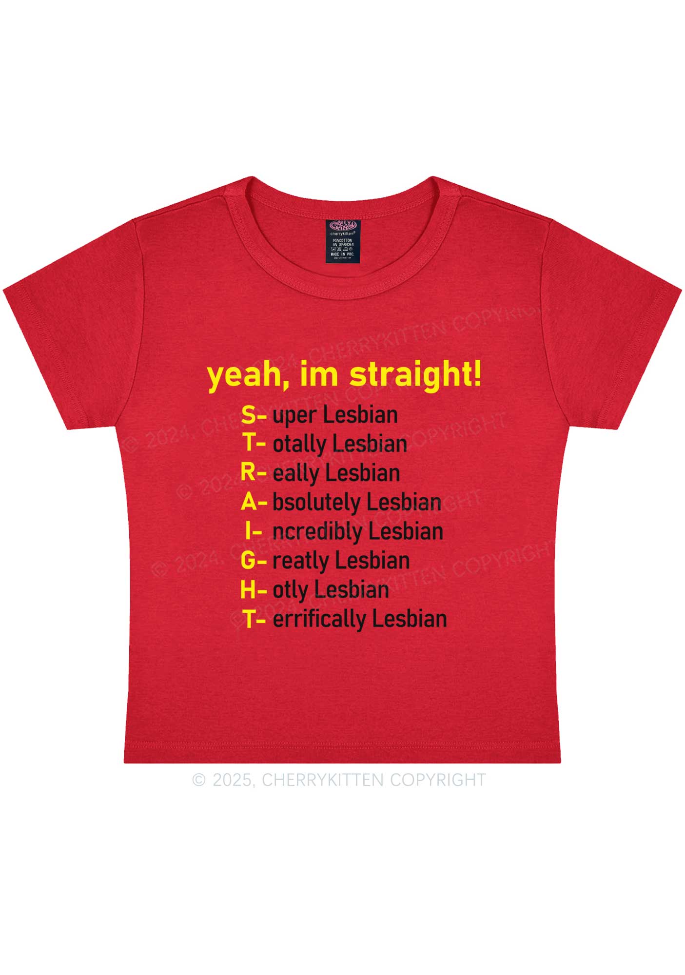 Straight Lesbian Y2K Baby Tee Cherrykitten - Image 5