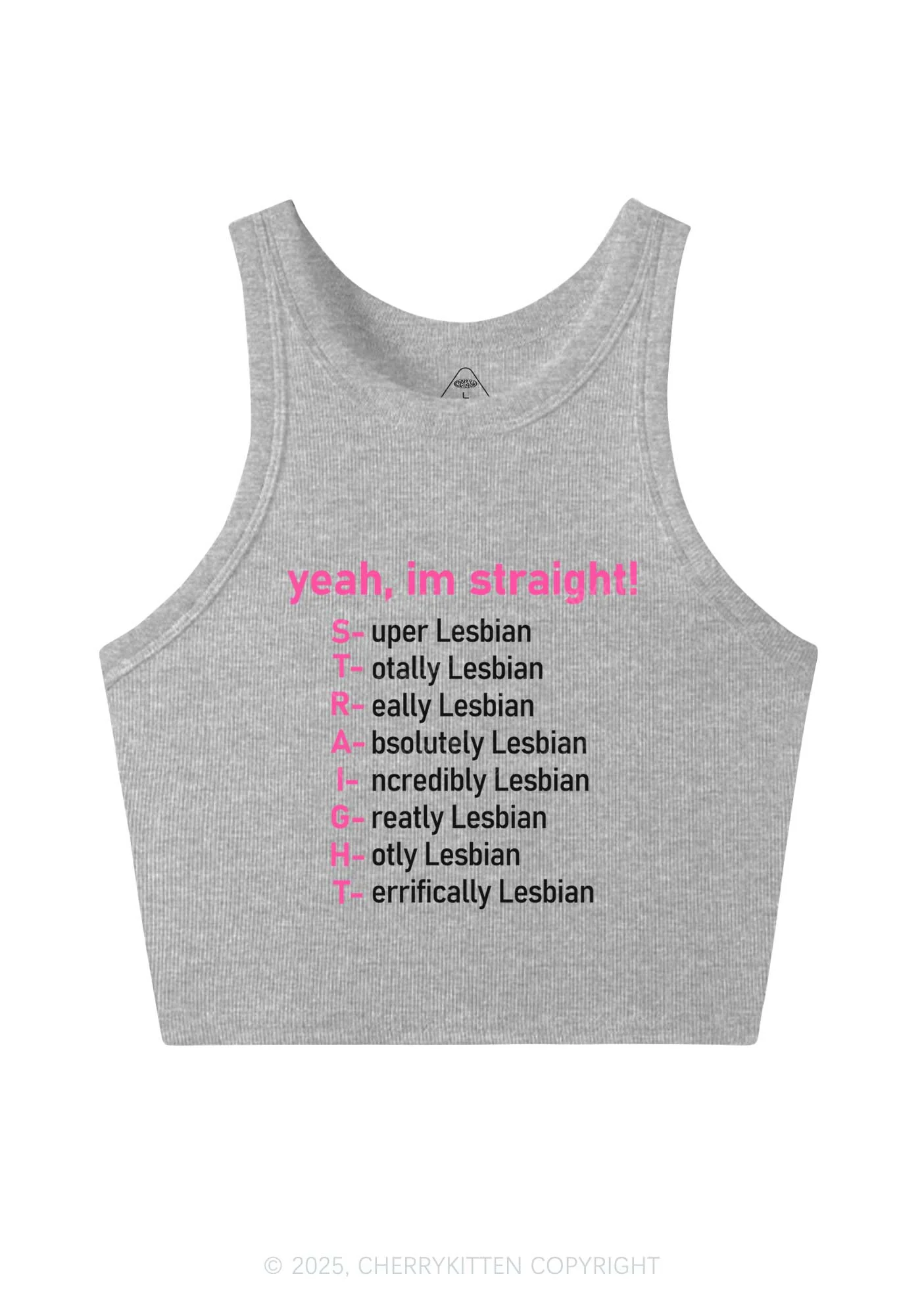 Straight Lesbian Y2K Crop Tank Top Cherrykitten - Image 4