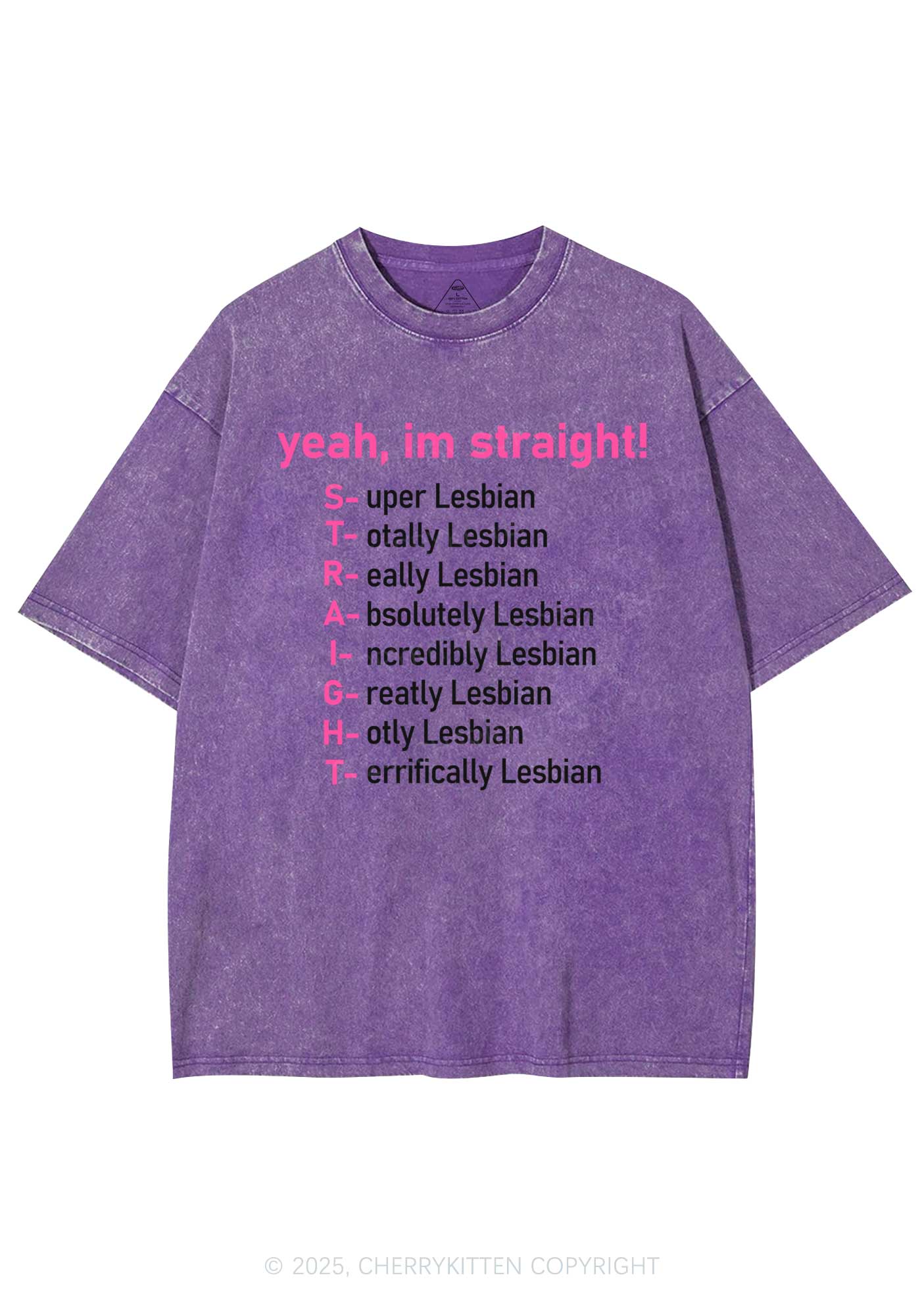 Straight Lesbian Y2K Shirts Washed Tee Cherrykitten - Image 4
