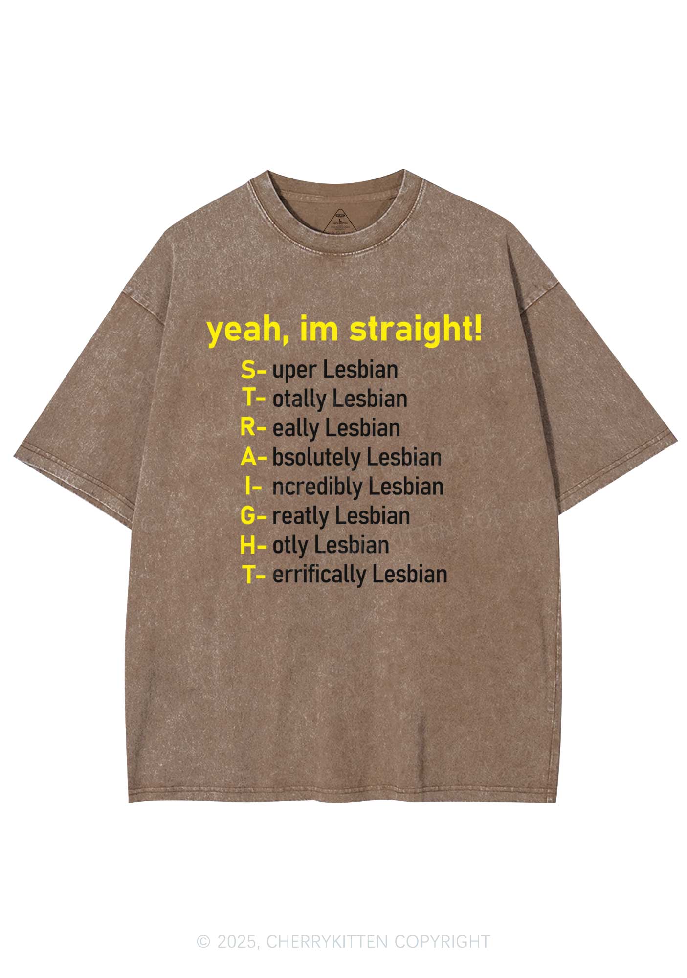 Straight Lesbian Y2K Shirts Washed Tee Cherrykitten - Image 6