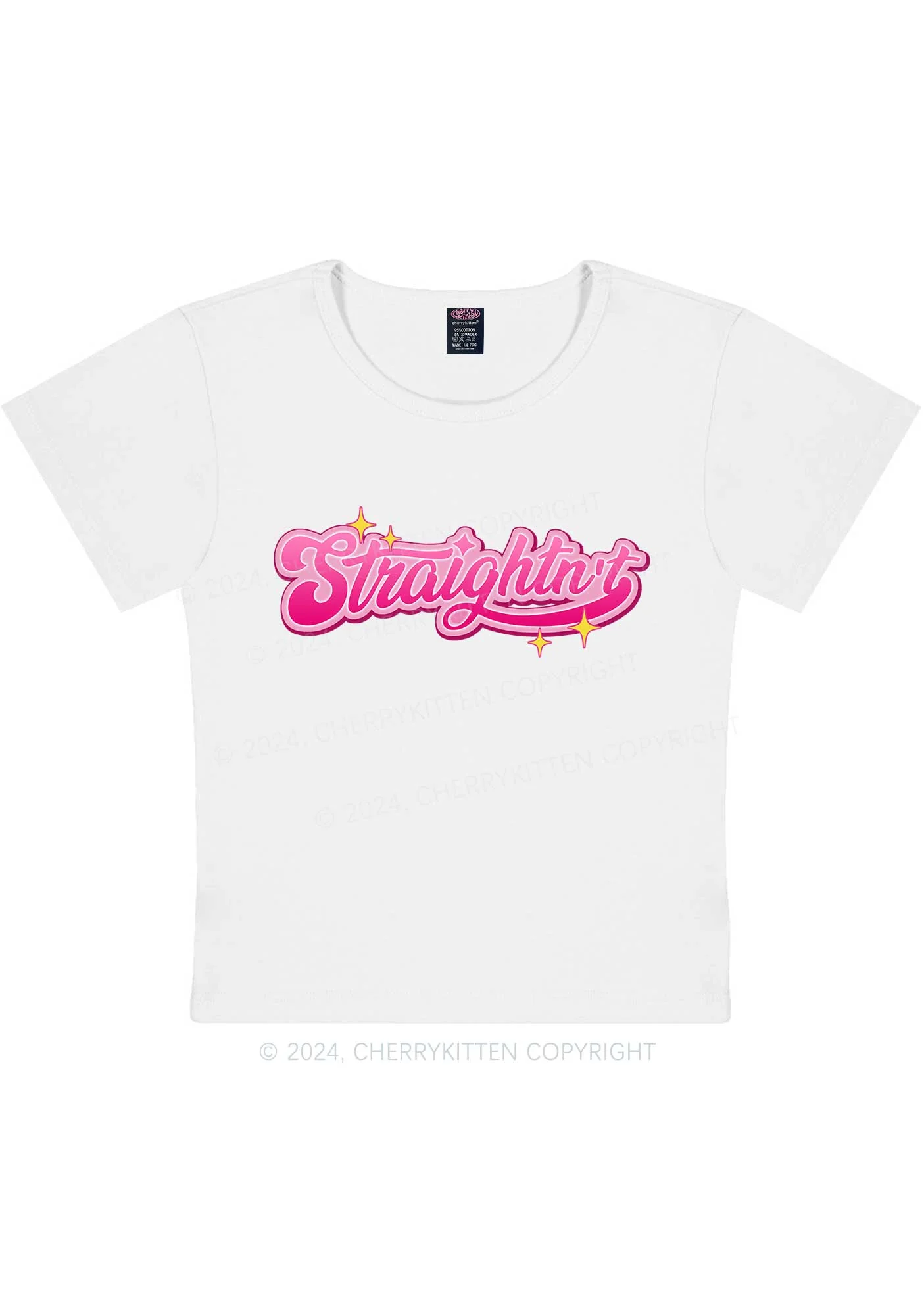 Straightn't Y2K Baby Tee Cherrykitten - Image 5