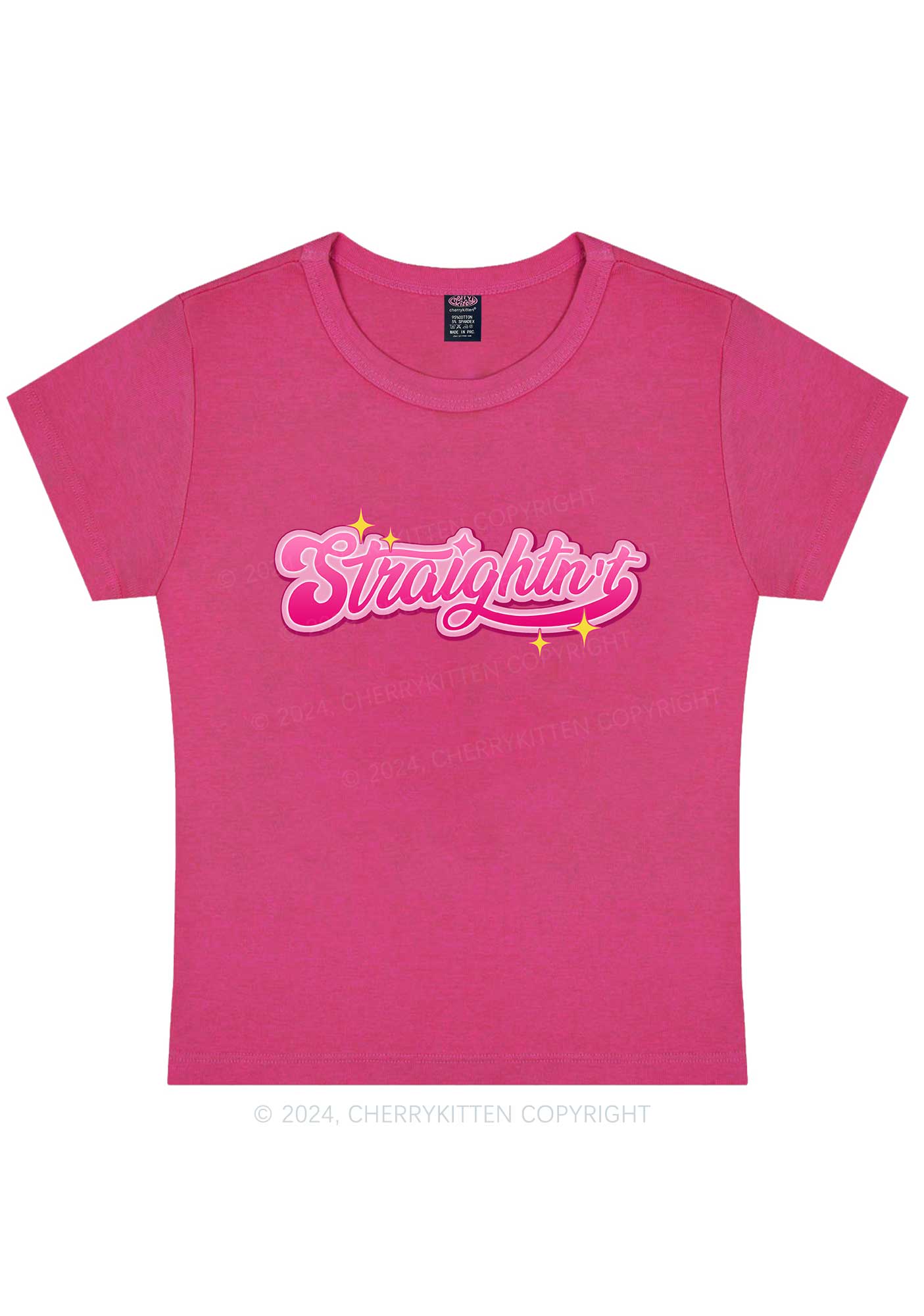 Straightn't Y2K Baby Tee Cherrykitten - Image 7