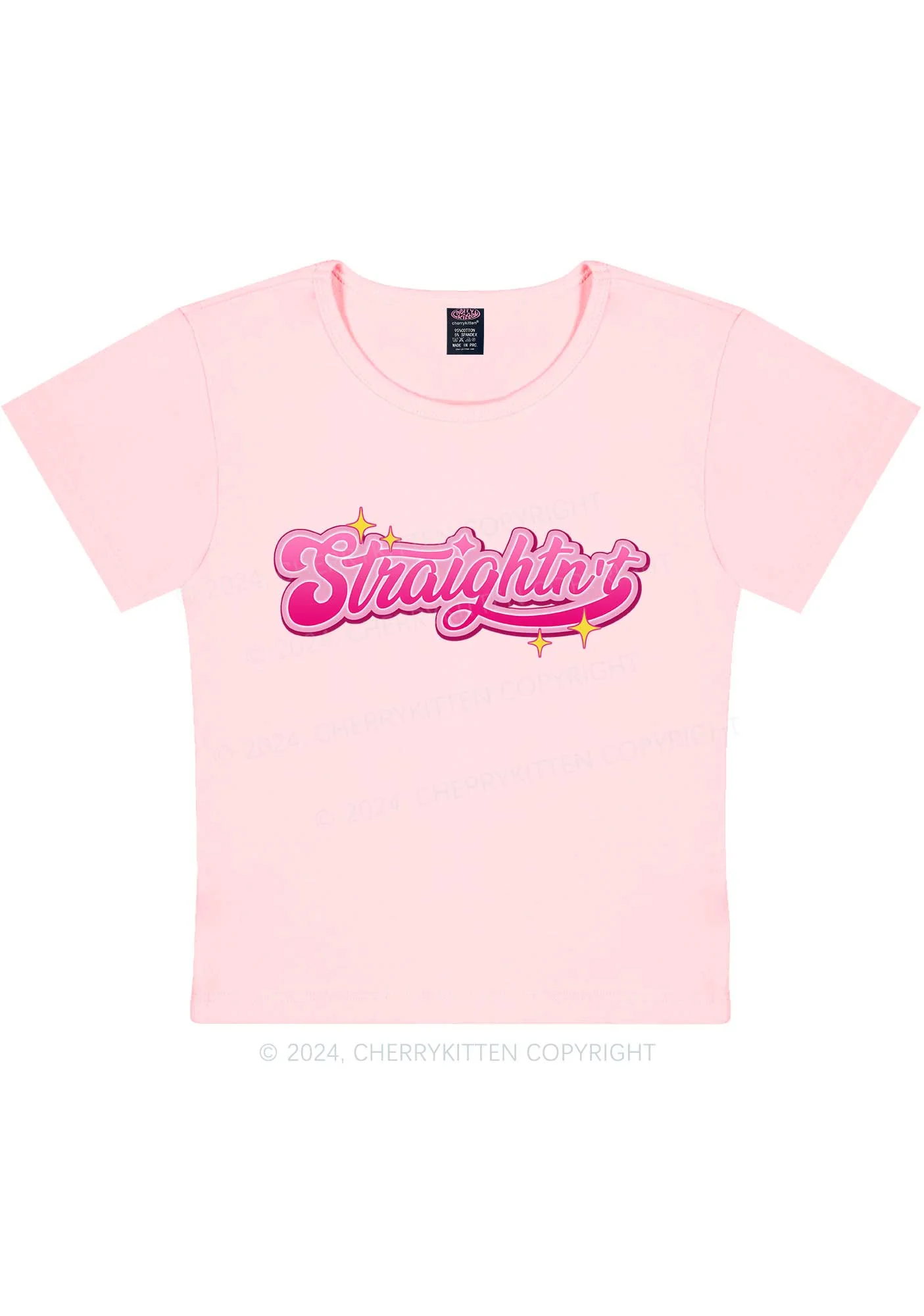 Straightn't Y2K Baby Tee Cherrykitten - Image 8