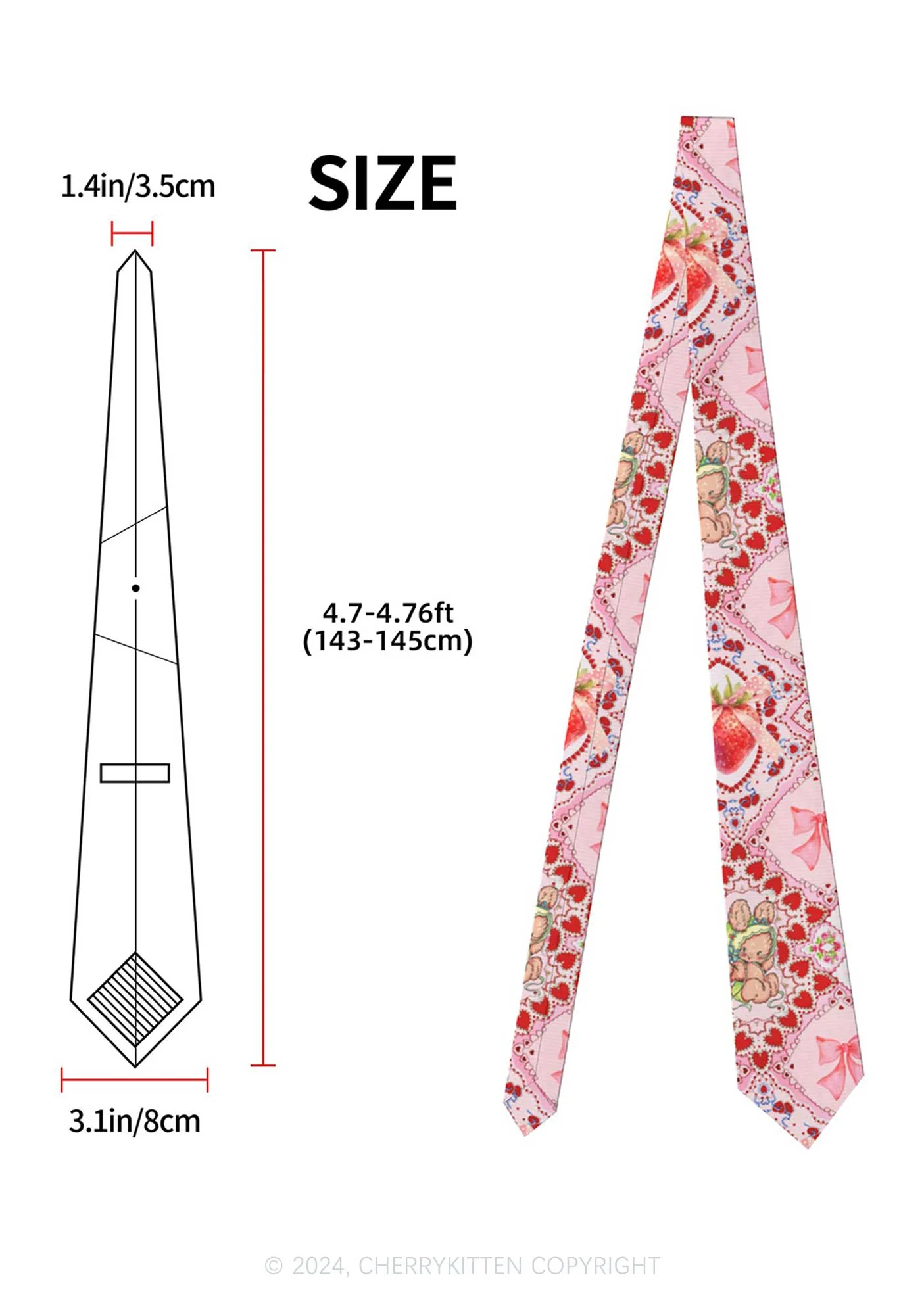 Strawberry Bunny Y2K Necktie Cherrykitten - Image 2