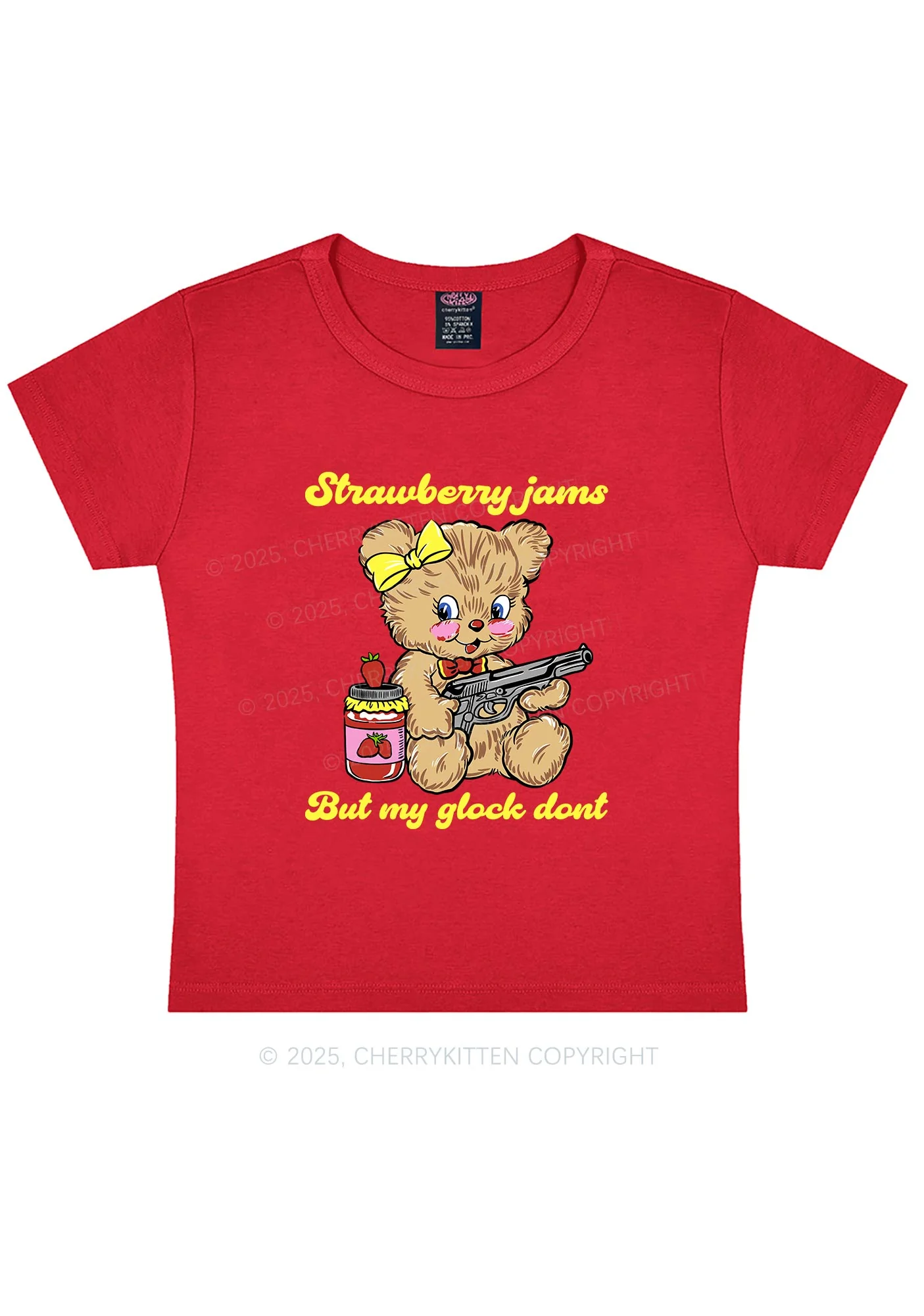 Strawberry Jams Bear Y2K Baby Tee Cherrykitten - Image 12