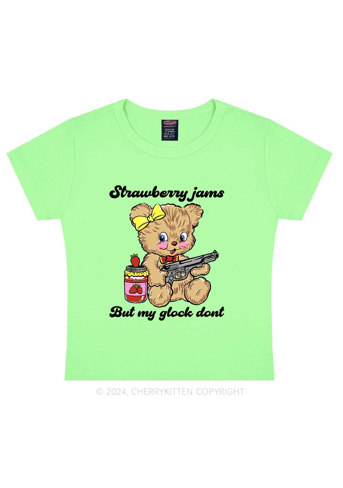 Strawberry Jams Bear Y2K Baby Tee Cherrykitten - Image 13