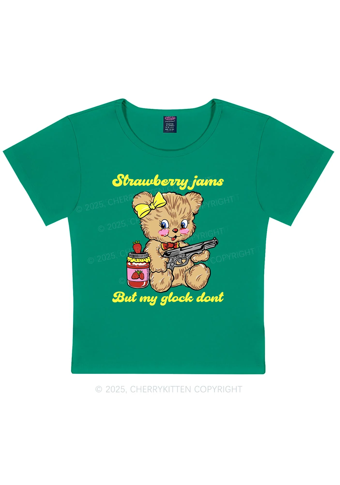 Strawberry Jams Bear Y2K Baby Tee Cherrykitten - Image 14