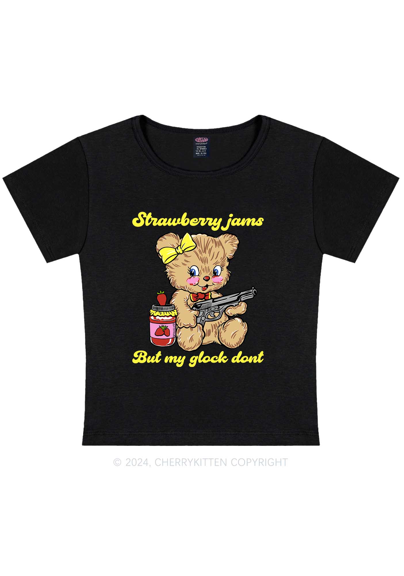 Strawberry Jams Bear Y2K Baby Tee Cherrykitten - Image 5