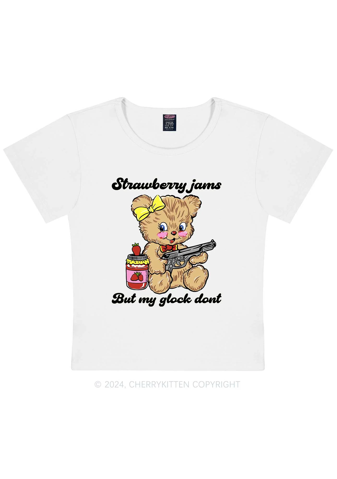 Strawberry Jams Bear Y2K Baby Tee Cherrykitten - Image 6