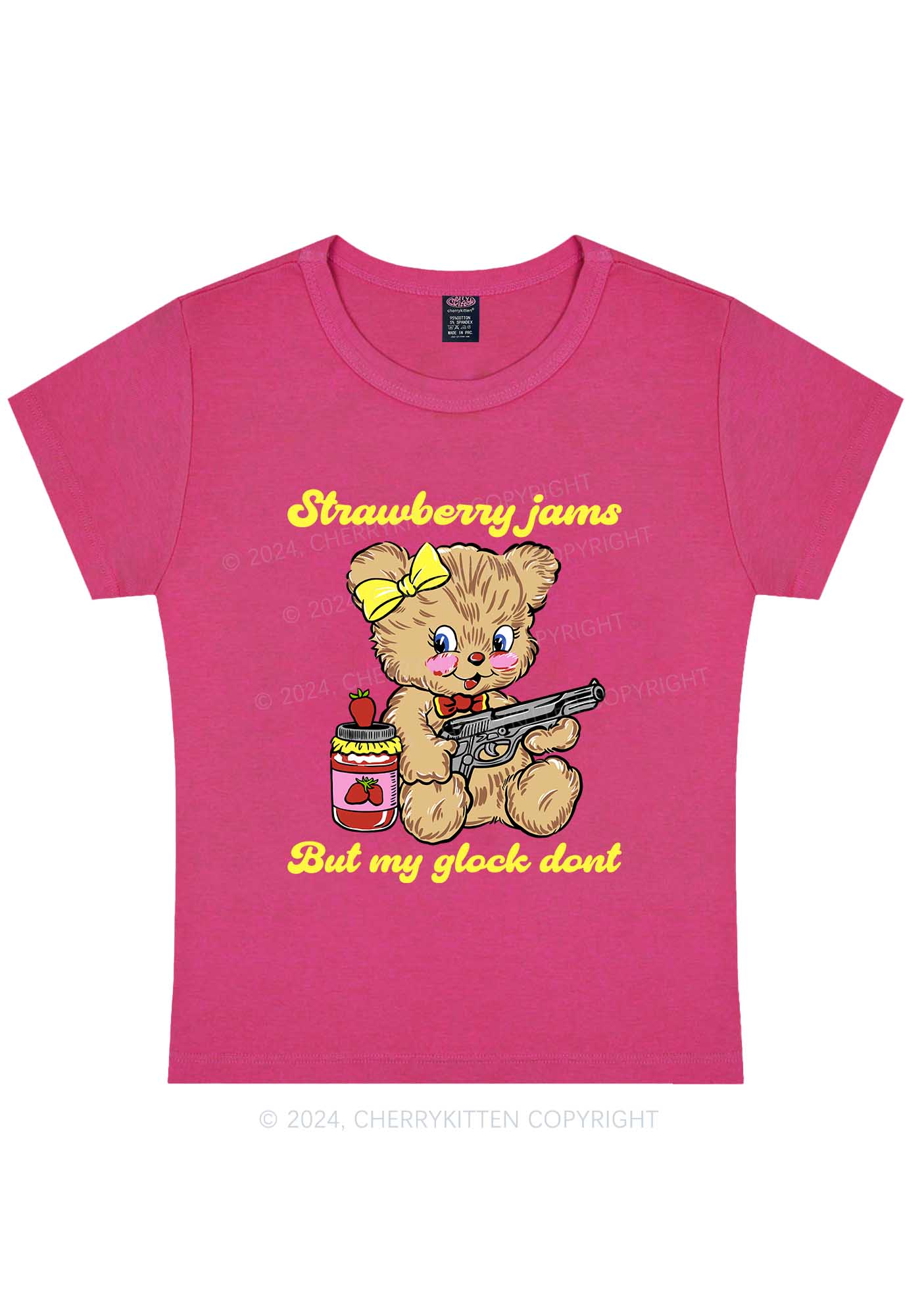 Strawberry Jams Bear Y2K Baby Tee Cherrykitten - Image 8