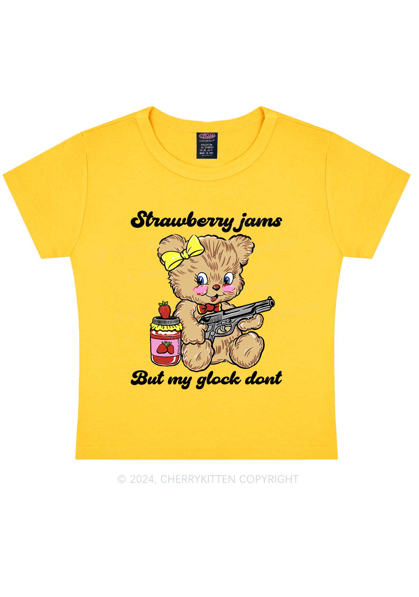 Strawberry Jams Bear Y2K Baby Tee Cherrykitten - Image 9